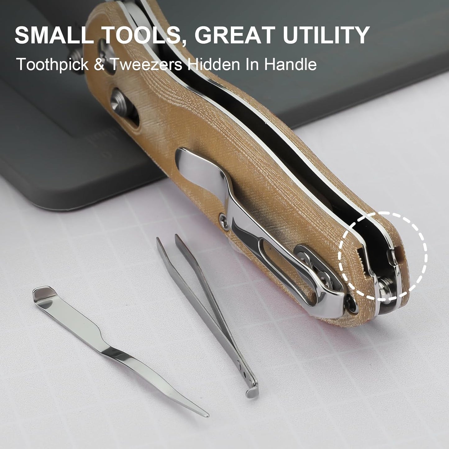 Kizer Uti Bear(Tool-Free Version) Folding Utility Knife, Quick Change Box Cutter EDC knife with 5PCS Razor Blades, Clutch Lock & Pocket Clip Small Pocket Knives for Men Women V3619JA7