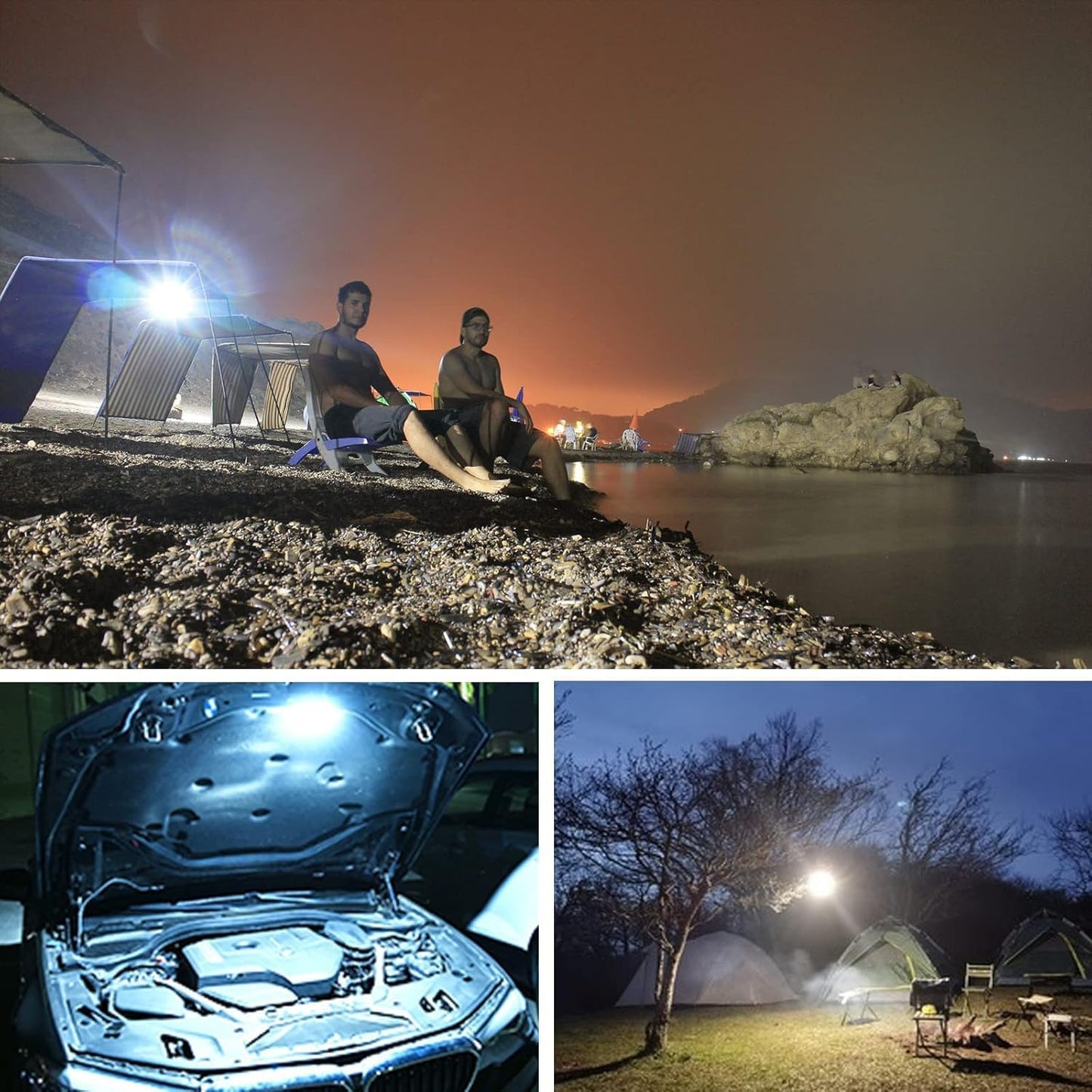 16500mAh 3000LM 3000K 6000K Flashlight Portable LED Camping Lantern Rechargeable Light 60W with Magnet IP65 Waterproof Tent Light Power Failure