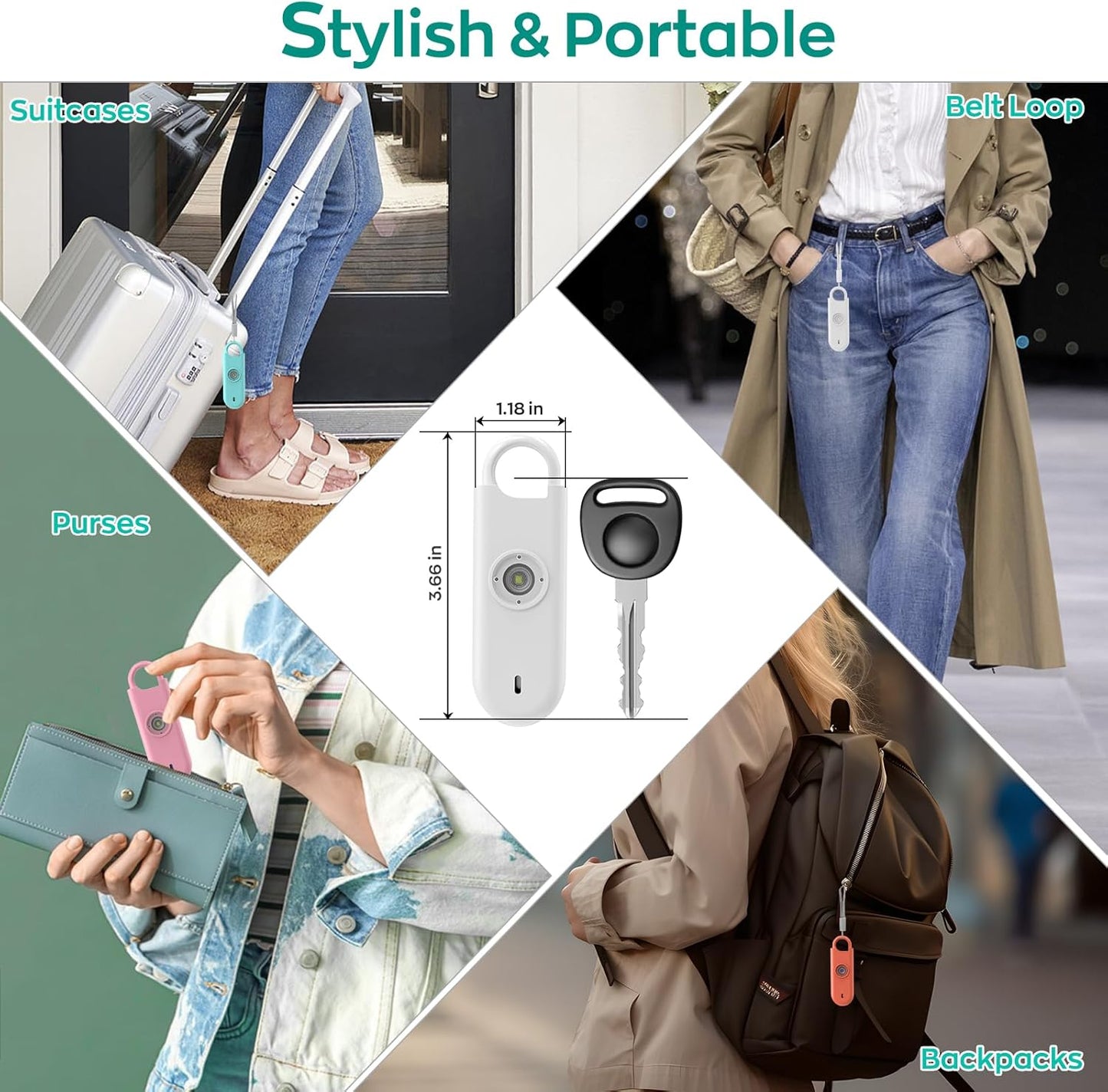 140dB Personal Safety Alarm for Women, 6 Pack Safe Alarm Protection Keychain with Strobe Light & Low Battery Notice, Security Siren Self Defense for Seniors College Girls, White+Pink+Black