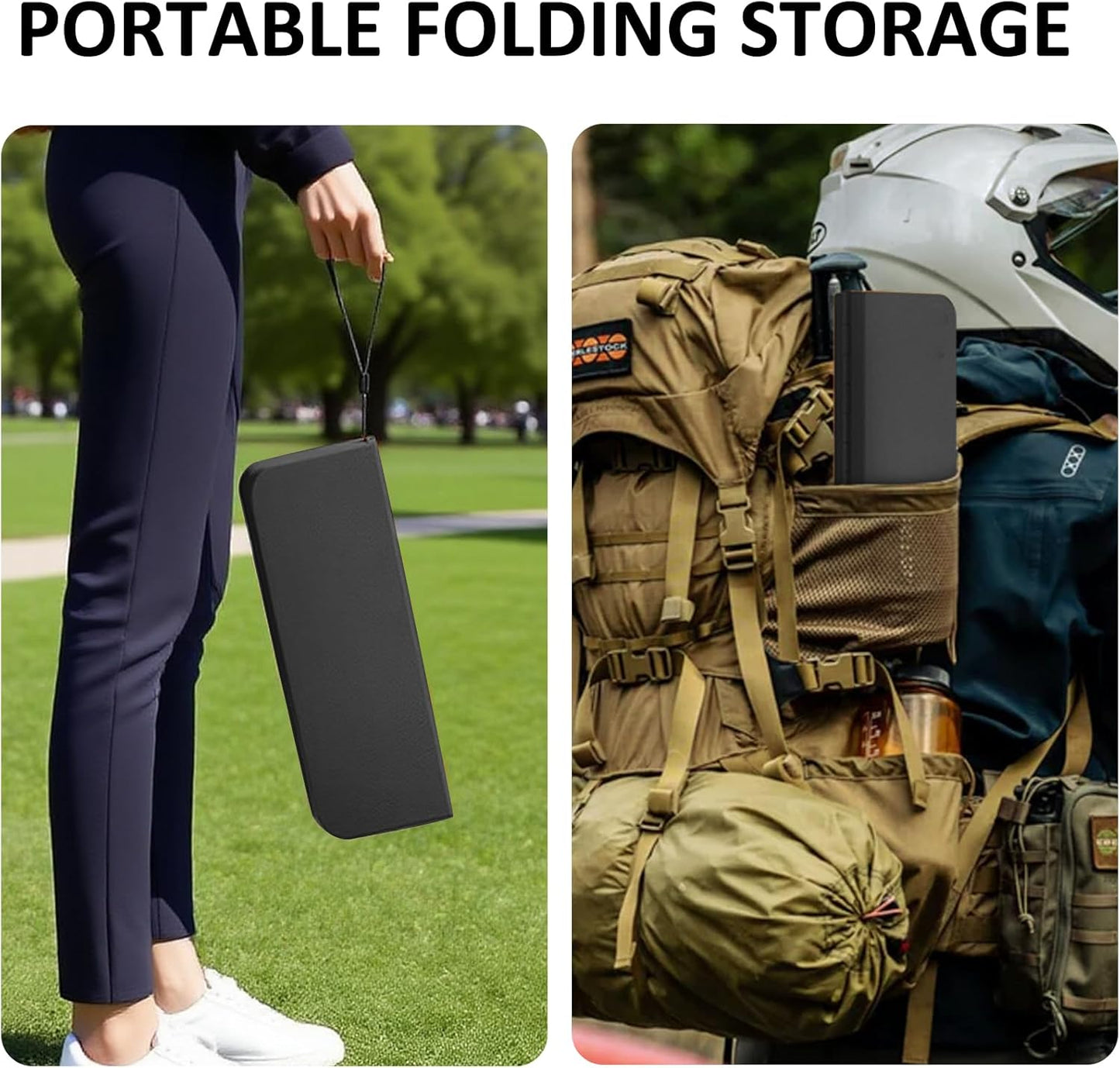 10 Inch Portable Folding Stool for Camping, Gardening, BBQ, and Outdoor Activities (Black)