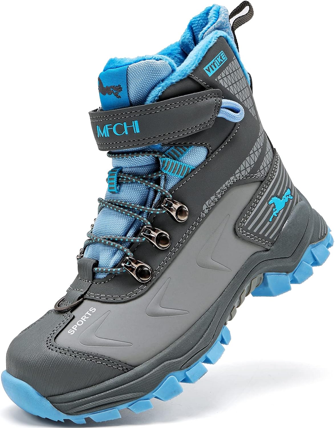 JMFCHI Kids Hiking Boots Boys Girls Outdoor Walking Climbing Sneaker Comfortable Non-slip Snow Shoes Hiker Boot Antiskid Steel Buckle Sole