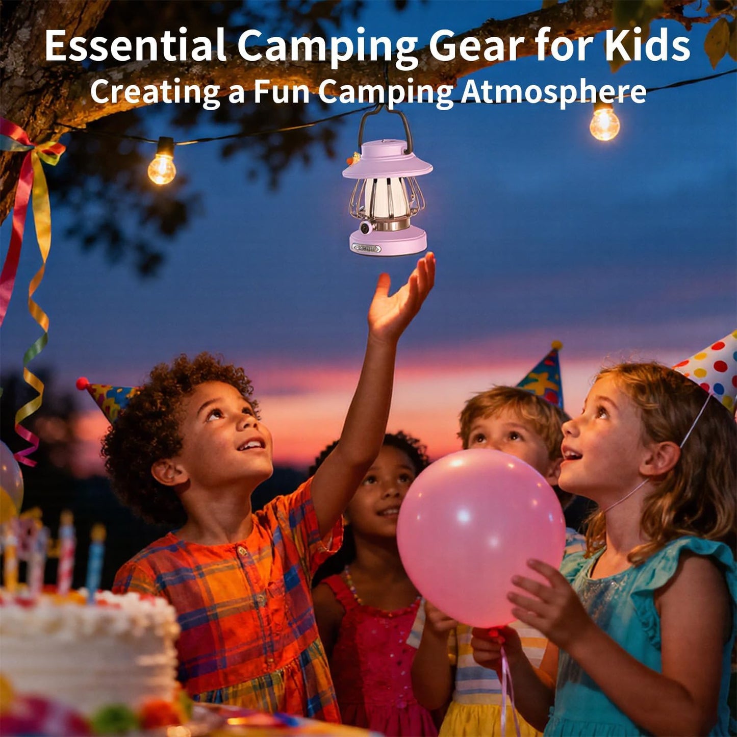 Kids Lantern with 3 Color Dimmable & USB-C Charging, Kids Nightlights for Bedroom, Indoor Outdoor Adventures & Emergency Use Toddler Flashlight Sky Lanterns Camping Essentials for Girl (Purple)