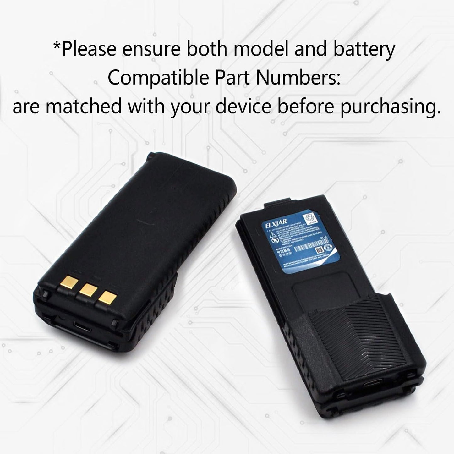 (2-Pack) 7.4V 3800mAh BL-5L Extended Battery Replacement for UV-5R UV-5RTP UV-5R Plus UV-5RX3 BF-F8HP RD-5R UV-5X3 BF-F9 Two Way Radio with USB Charging Cable