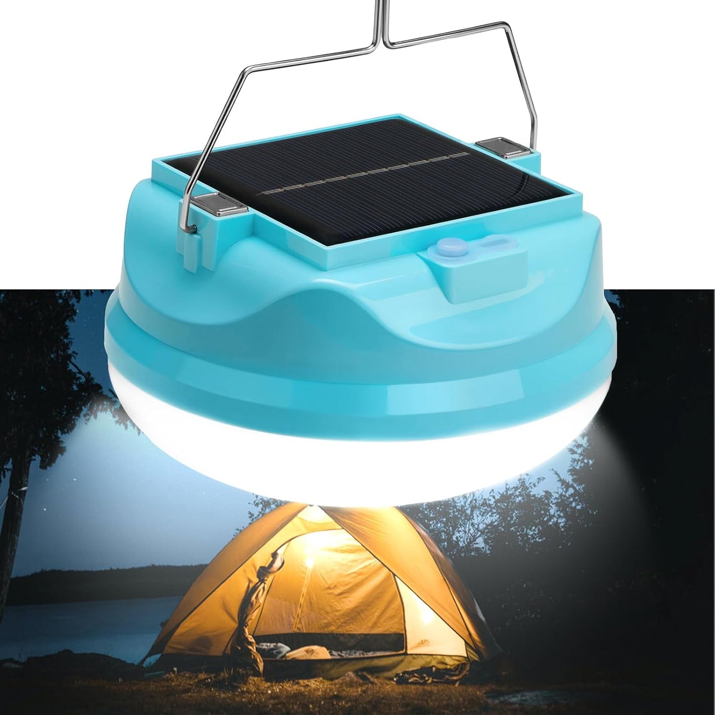 100W Solar Camping Light Rechargeable Lantern with 3 Modes Waterproof Portable Tent Lights for Power Outages Hiking Emergency