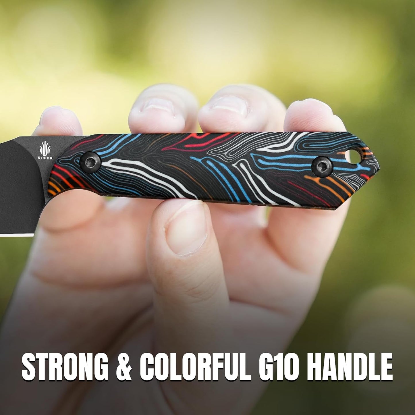 Kizer Mini Harpoon Fixed Blade Knife with Sheath, 3V Blade Hunting Knife with G10 Handle, Camping Fixed Blade Small EDC Knives for Hiking, Survival 1040S6