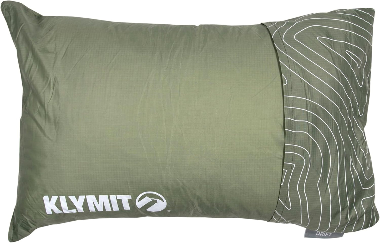 Klymit Drift Camping Pillow, Shredded Memory Foam Travel Pillow with Reversible Cover for Outdoor Use, Green, Large
