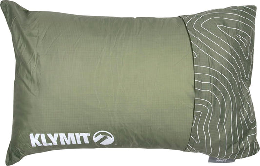 Klymit Drift Camping Pillow, Shredded Memory Foam Travel Pillow with Reversible Cover for Outdoor Use, Green, Large
