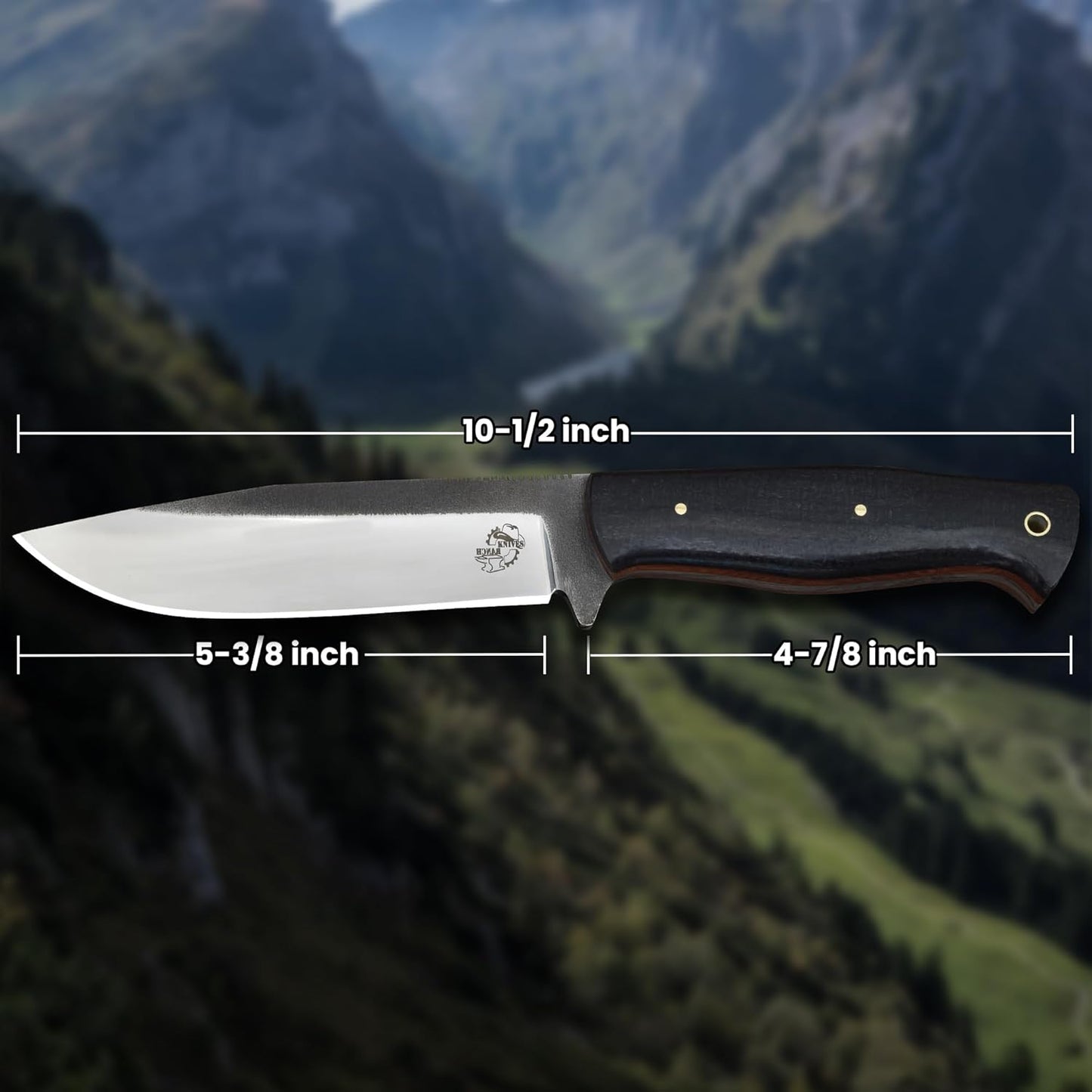 Knives Ranch 10-1/2" Outdoor Knife - 59 Hardness - 440C Stainless Steel - Excellent Edge Retention, Burlap Micarta Handle & Genuine Leather Sheath (3095C-M)