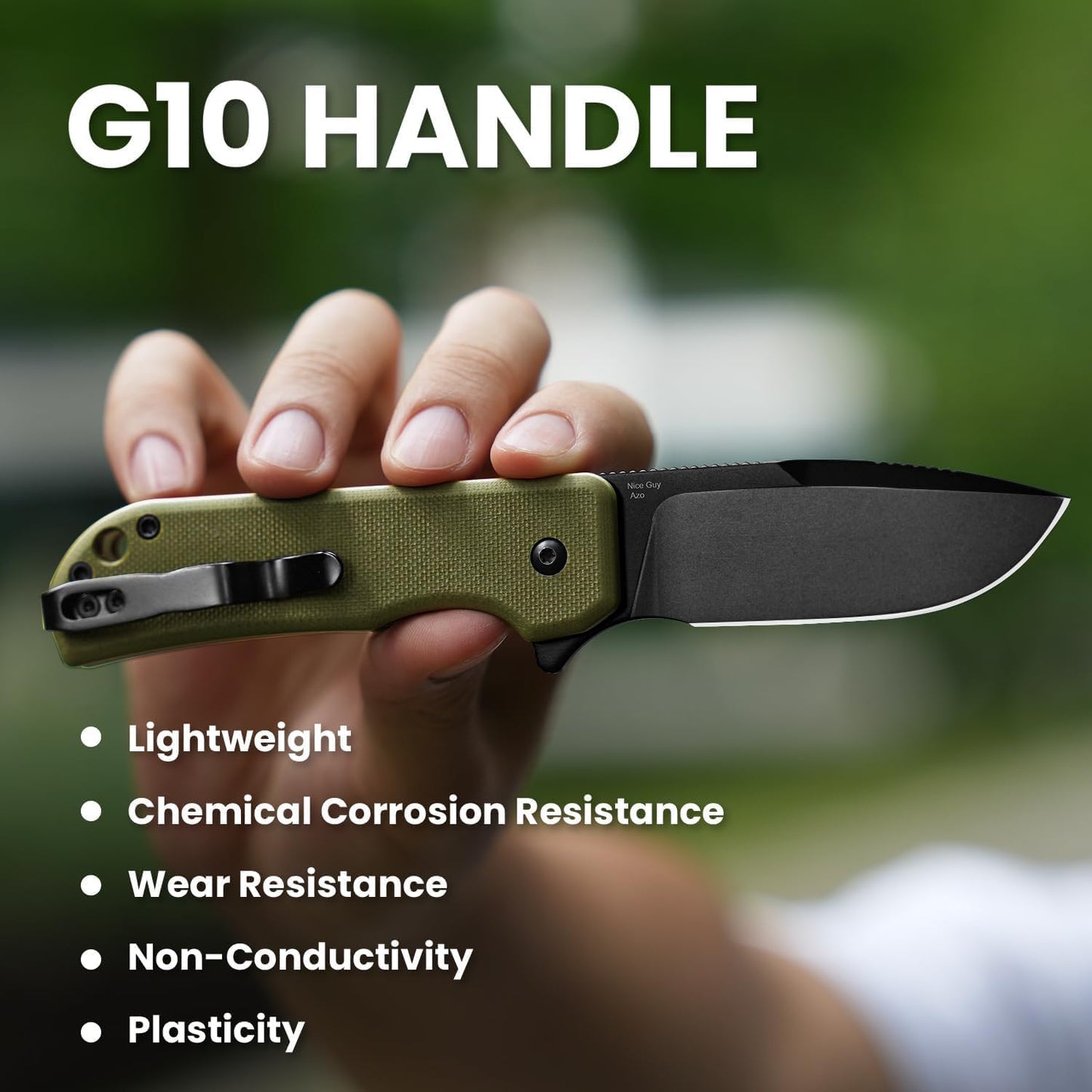 Kizer Nice Guy Folding Knife, 2.84" Nitro V Blade, Lightweight Camping and Hiking Knife, G10 Handle, Liner Lock Flipper V3011A1