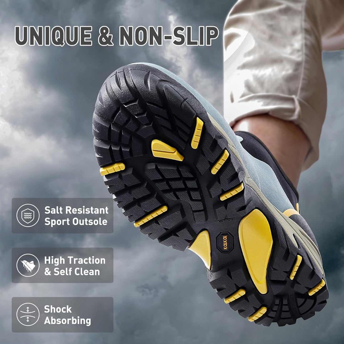 Kalkal Men's Rubber Boots, Waterproof Ankle Rain Boots, Insulated Working Booties with Comfortable Sports Sole, Outdoor Mud Boots for Yard Chore