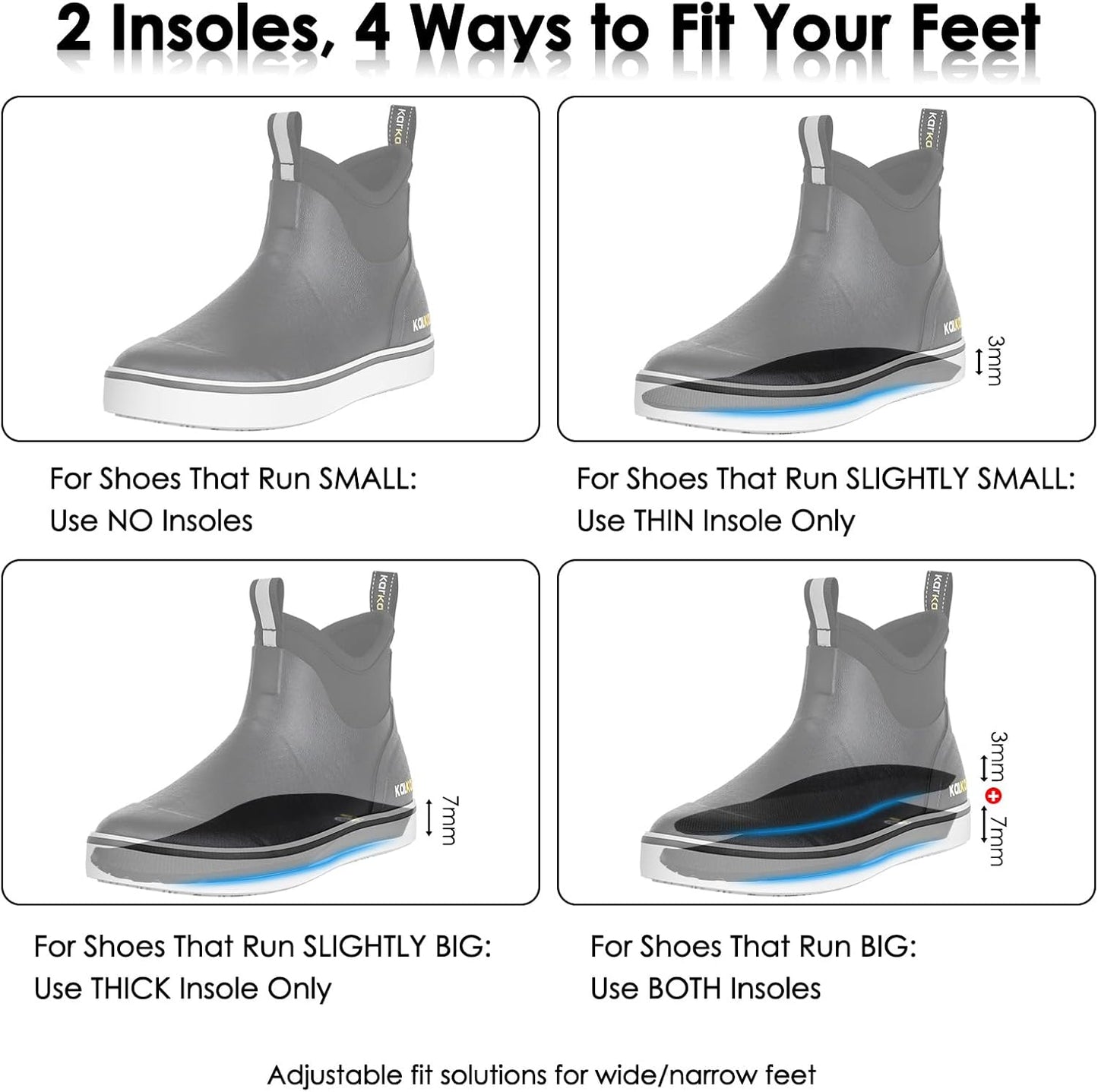 Kalkal Men's Deck Boots, Waterproof Fishing Rain Boots with High Traction, Men's Rubber Boots For Gardening Fishing Boating Camping Sailing