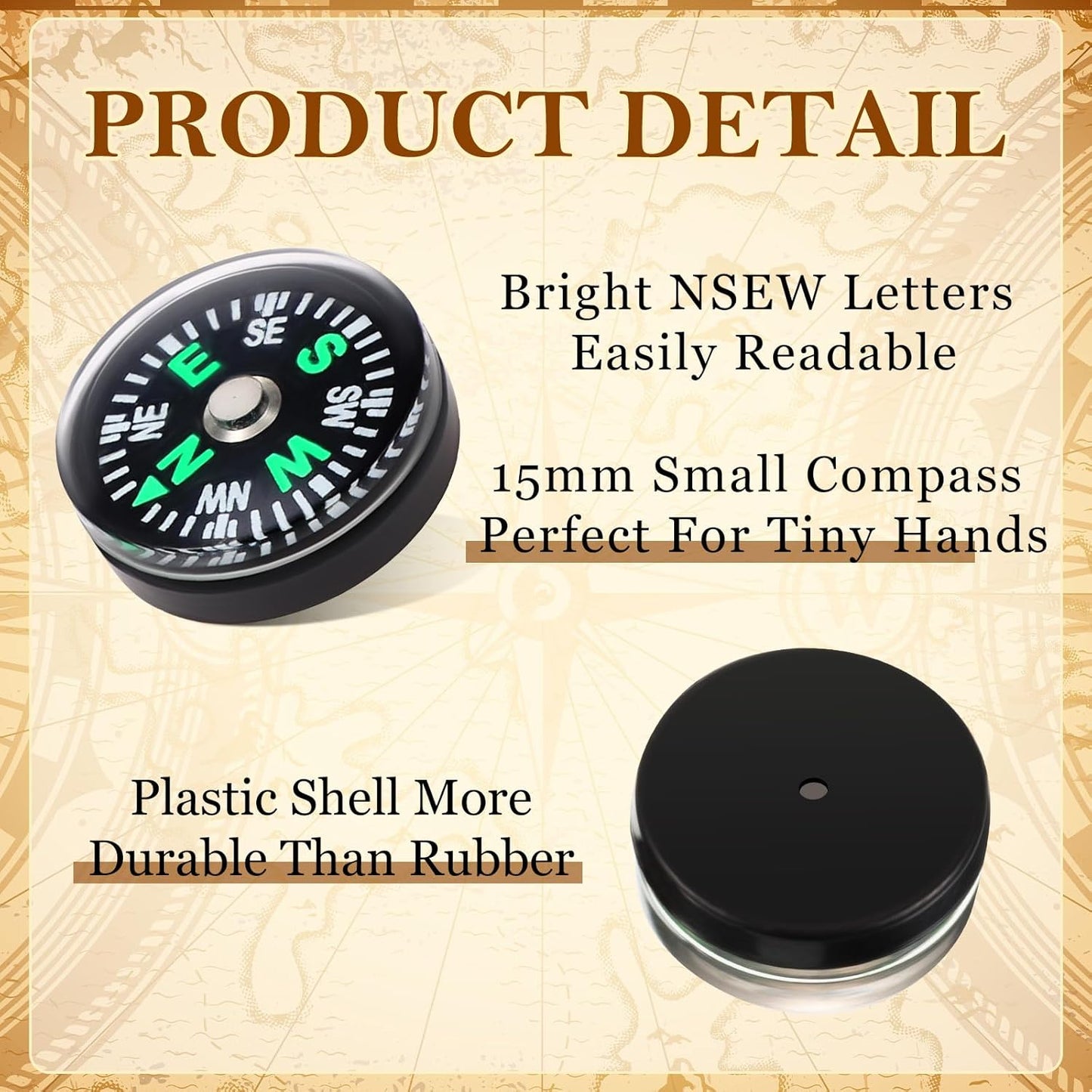 Kanayu 200 Pcs 20 mm Mini Compass Black Pocket Sized Survival Button Compass Bulk for Camping Hiking Touring Backpacking Boating Outdoor Activities