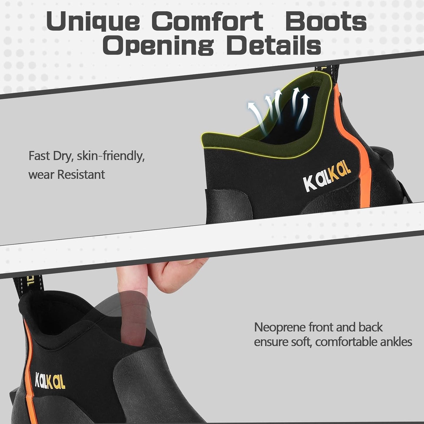 Kalkal Men's Rubber Boots, Waterproof Ankle Rain Boots, Insulated Working Booties with Comfortable Sports Sole, Outdoor Mud Boots for Yard Chore