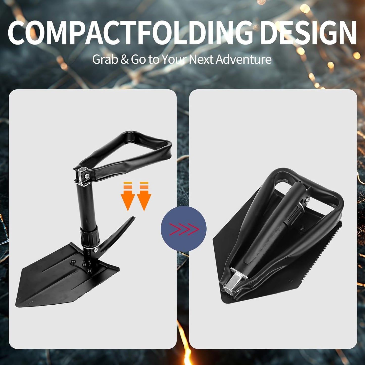 14-in-1 Tactical Multi-Tool with Locking Mechanism & Folding Shovel - Survival Gear for Camping, Snow, Hiking, Hunting, Emergency Readiness