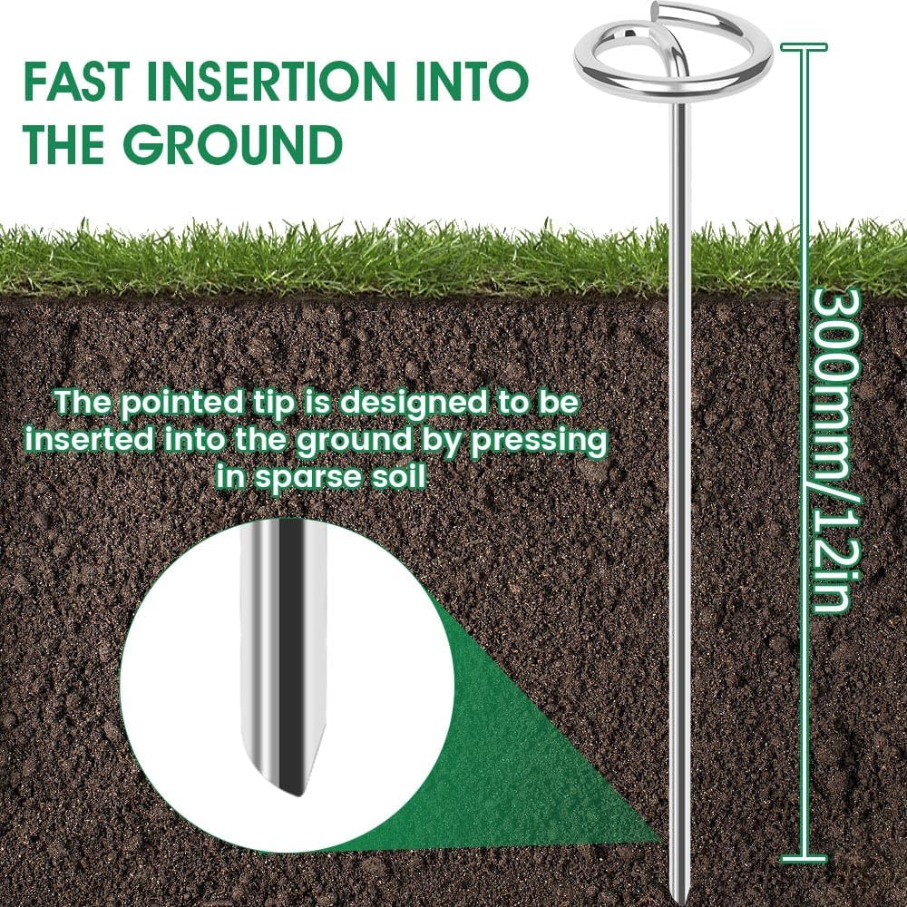 12in Landscape Fabric Pins, Bold 8 Gauge Galvanized Steel Garden Staples, Tent Stakes Landscape Fabric Staples Yard Stakes for Decoration Weed Barrier (50 X 12in)