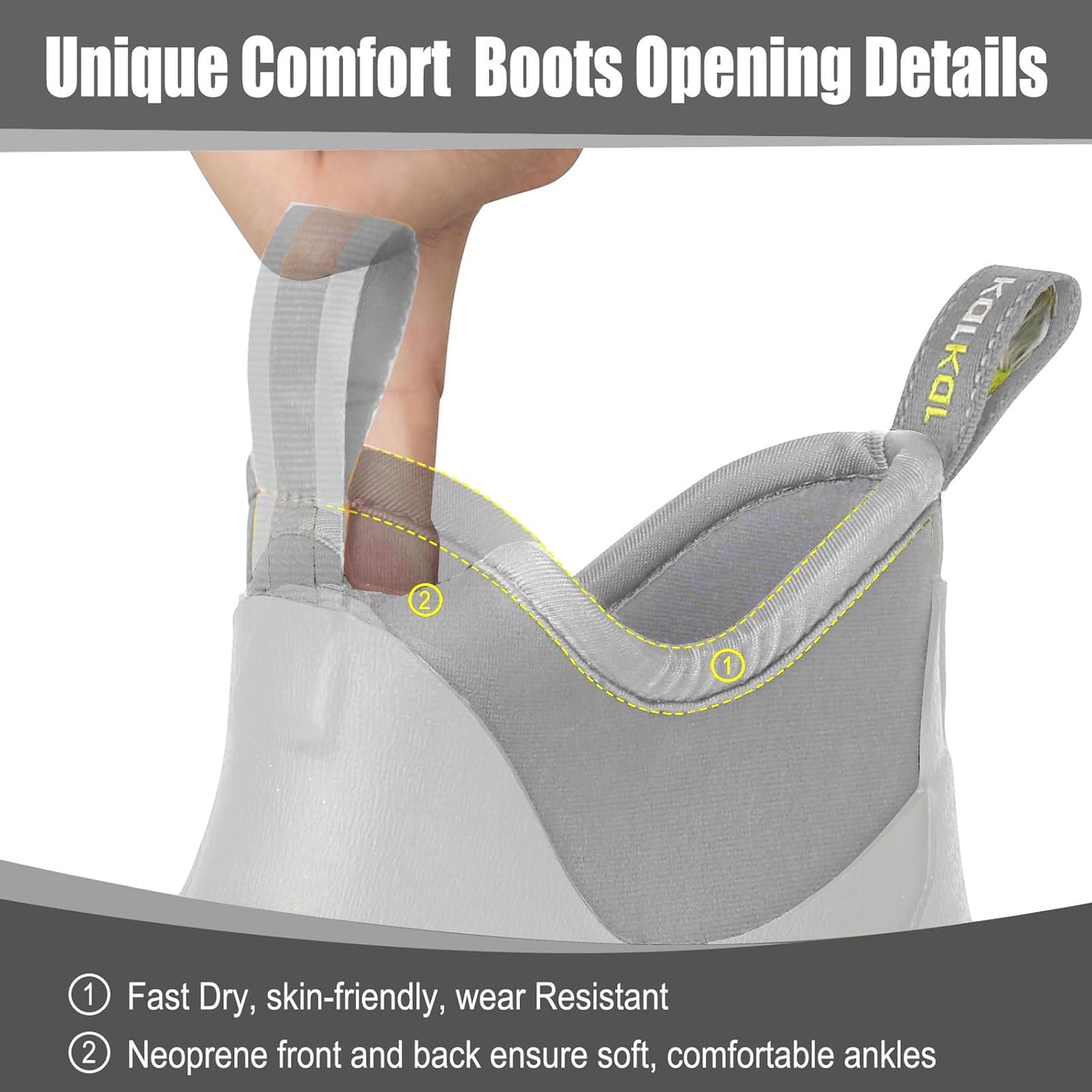 Kalkal Men's Deck Boots, Waterproof Fishing Rain Boots with High Traction, Men's Rubber Boots For Gardening Fishing Boating Camping Sailing