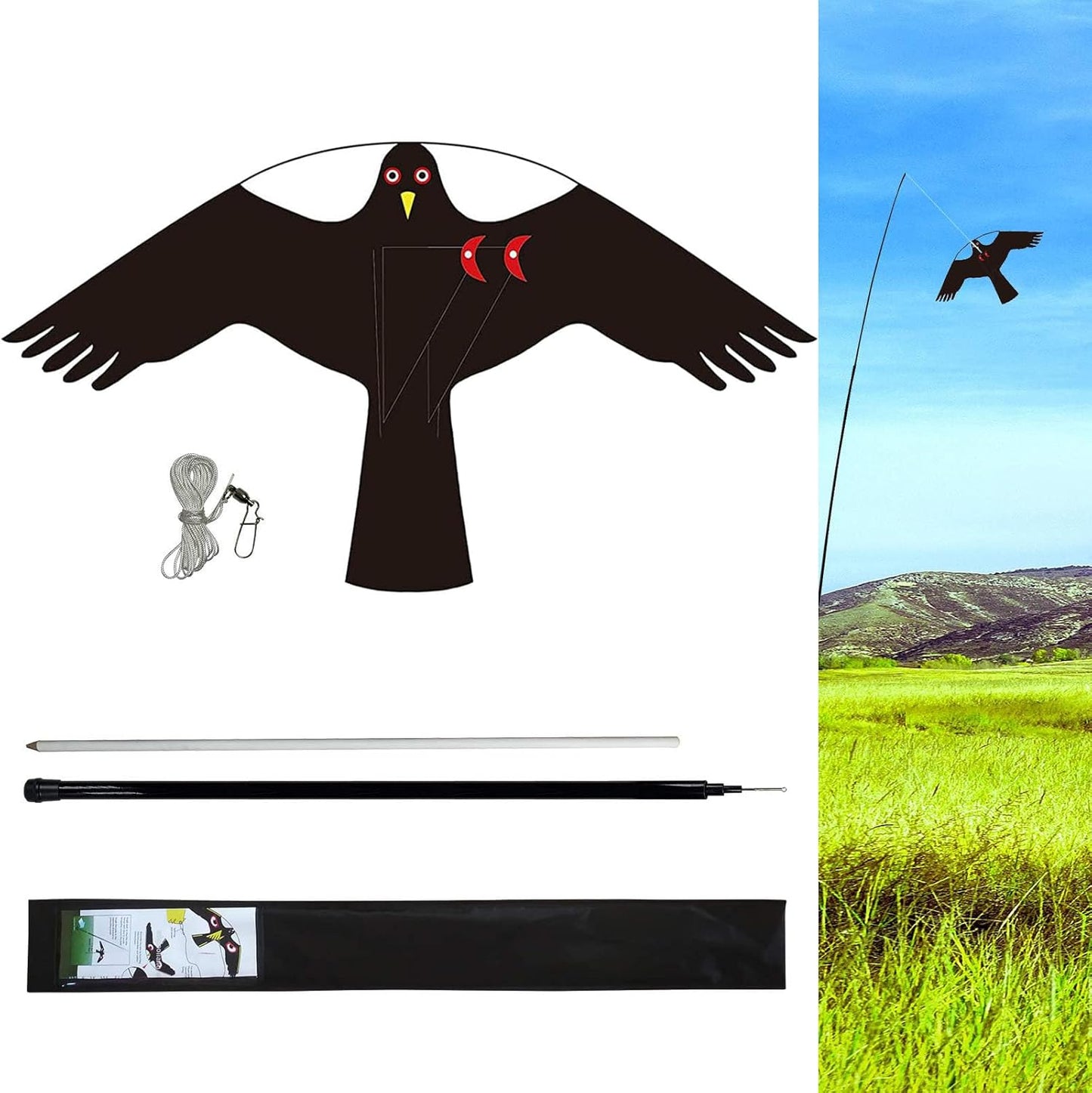 eyijklzo Bird Scarer Flying Kite Crops Farm Flying Bird Hawk Flying Kite