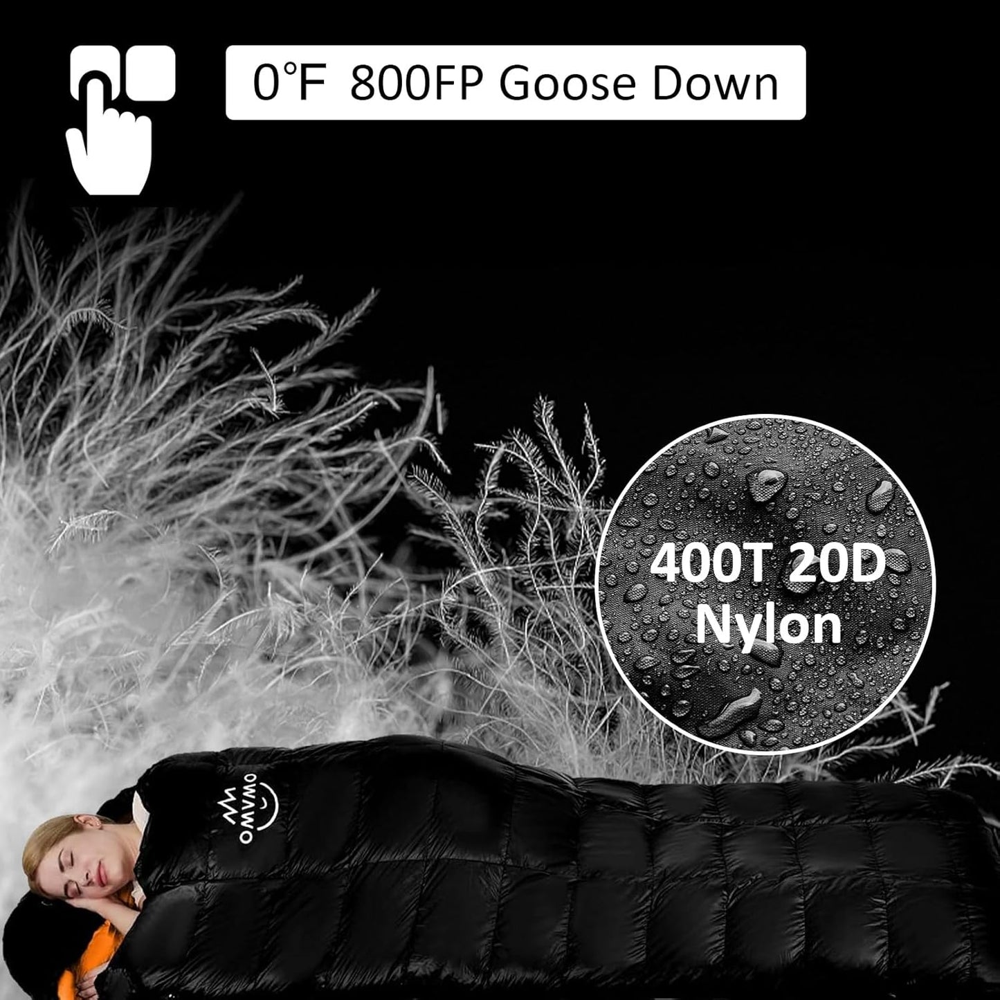 -10°F 0°F 10°F 15°F Down Sleeping Bag for Adults,800/650 Fill Power,Ultralight Wearable 4 Season Cold Weather Rectangle Sleeping Bag for Camping Hiking,Can be Used as a Down Blanket or Cloak