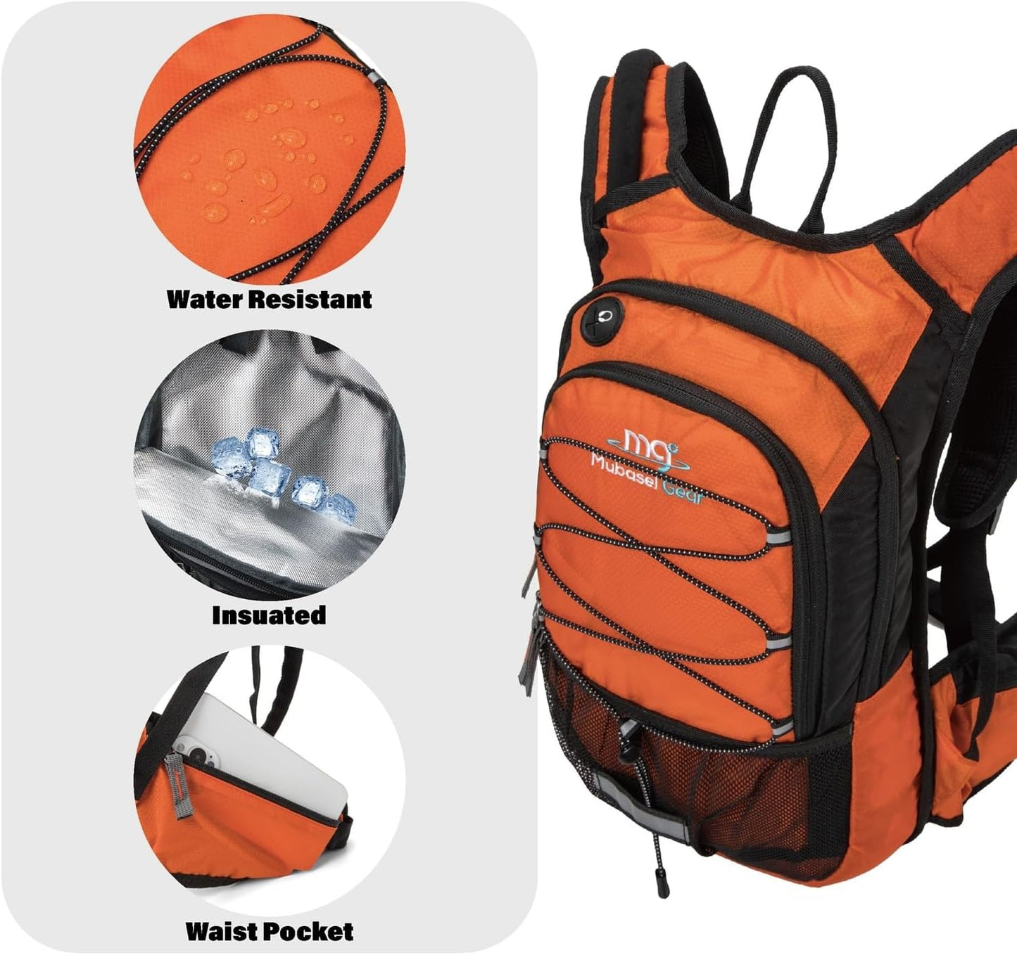 15L Insulated Hydration Backpack Pack with 2L Water Bladder Lightweight Hiking Backpack Bag for Women Men Daypack for Hiking Running Festival Camping Biking