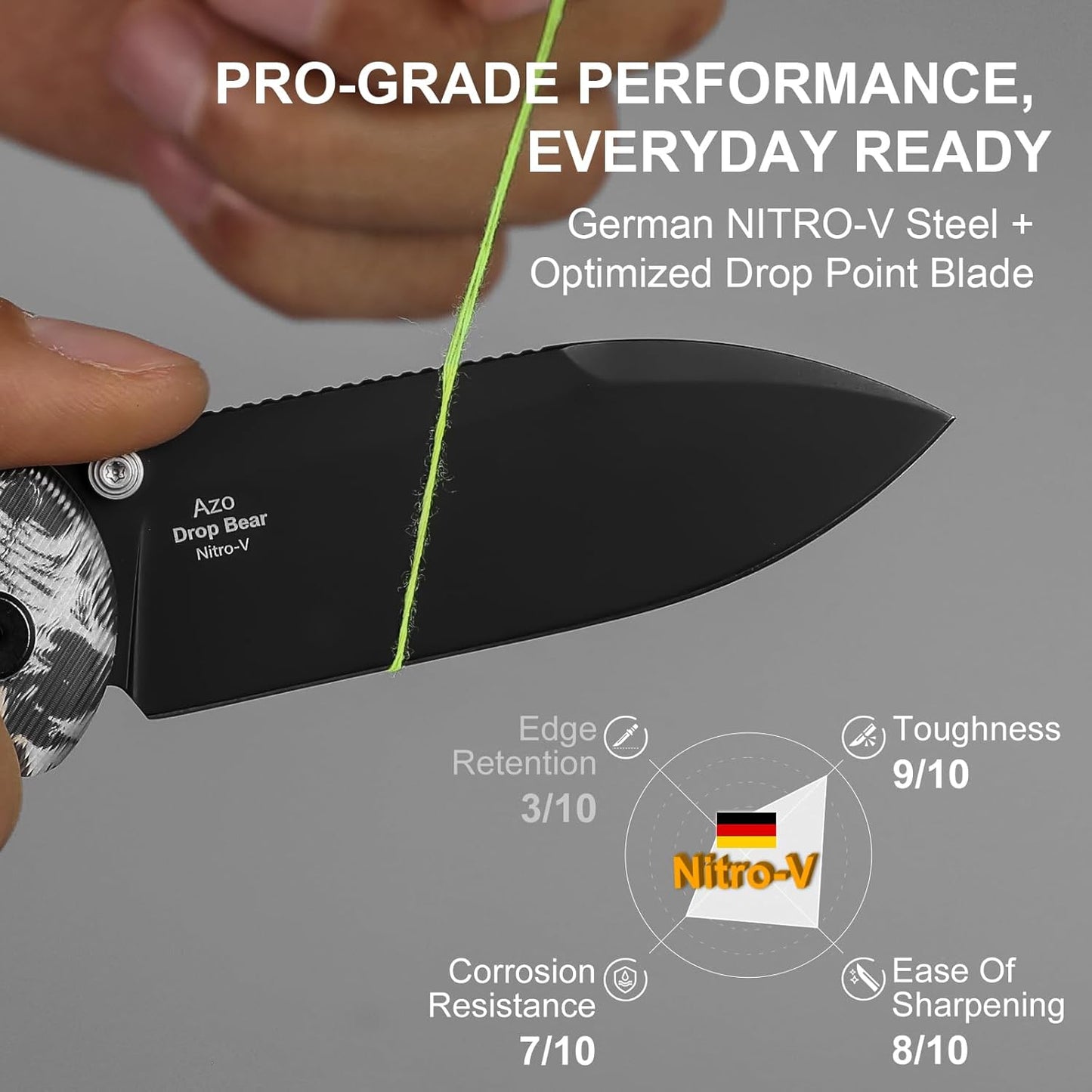 Kizer Drop Bear EDC Pocket Knife, 2.97” Nitro-V Blade Acrylic Handle Folding Knife with Thumb Stud Opener, Clutch Lock EDC Knives for Men Women Gift V3619A12