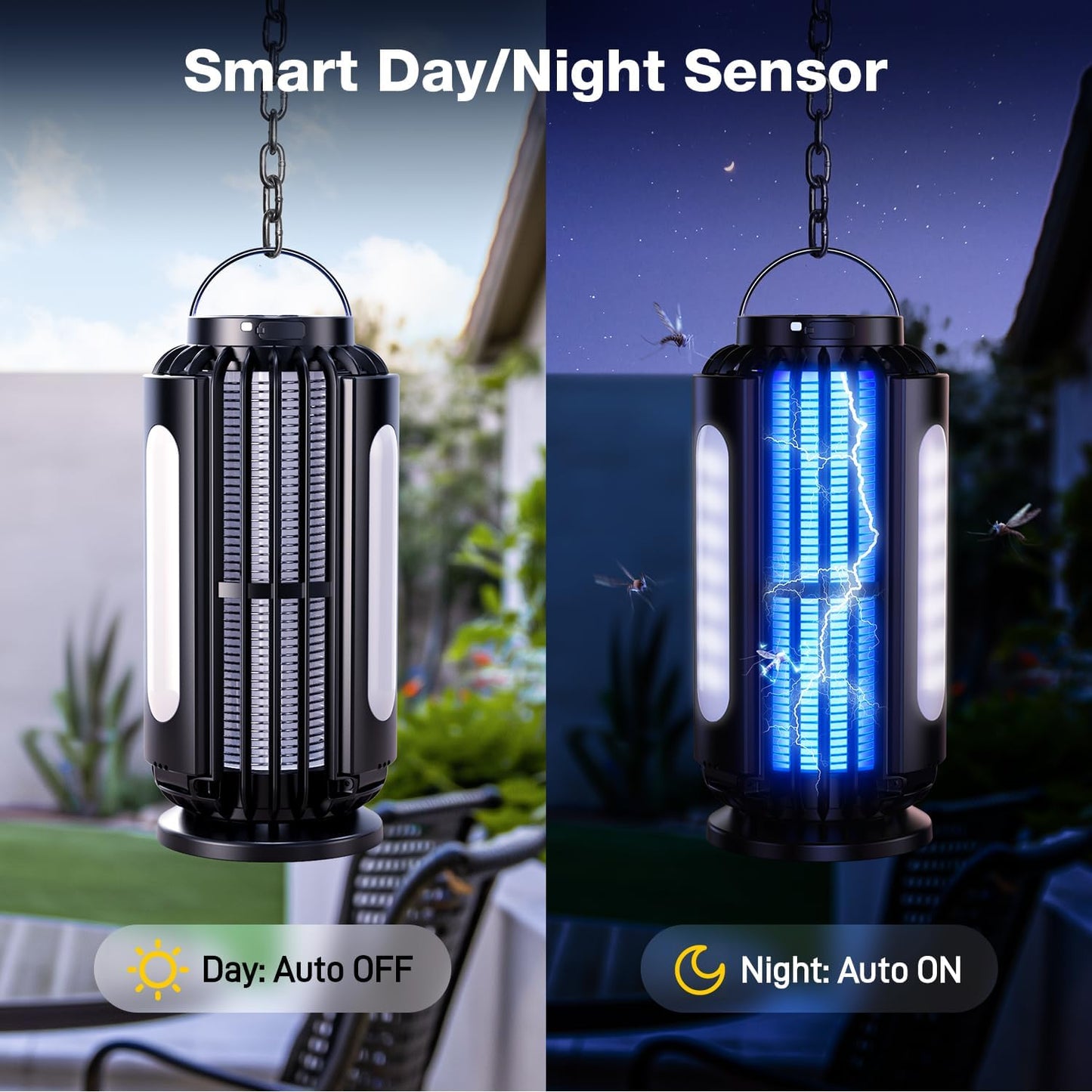 Bug Zapper, Mosquito Zapper Outdoor Indoor Solar Powered, Battery Powered Cordless Zapper with LED Light, Cordless Zapper for Patio, Camping, Outdoor, Indoor