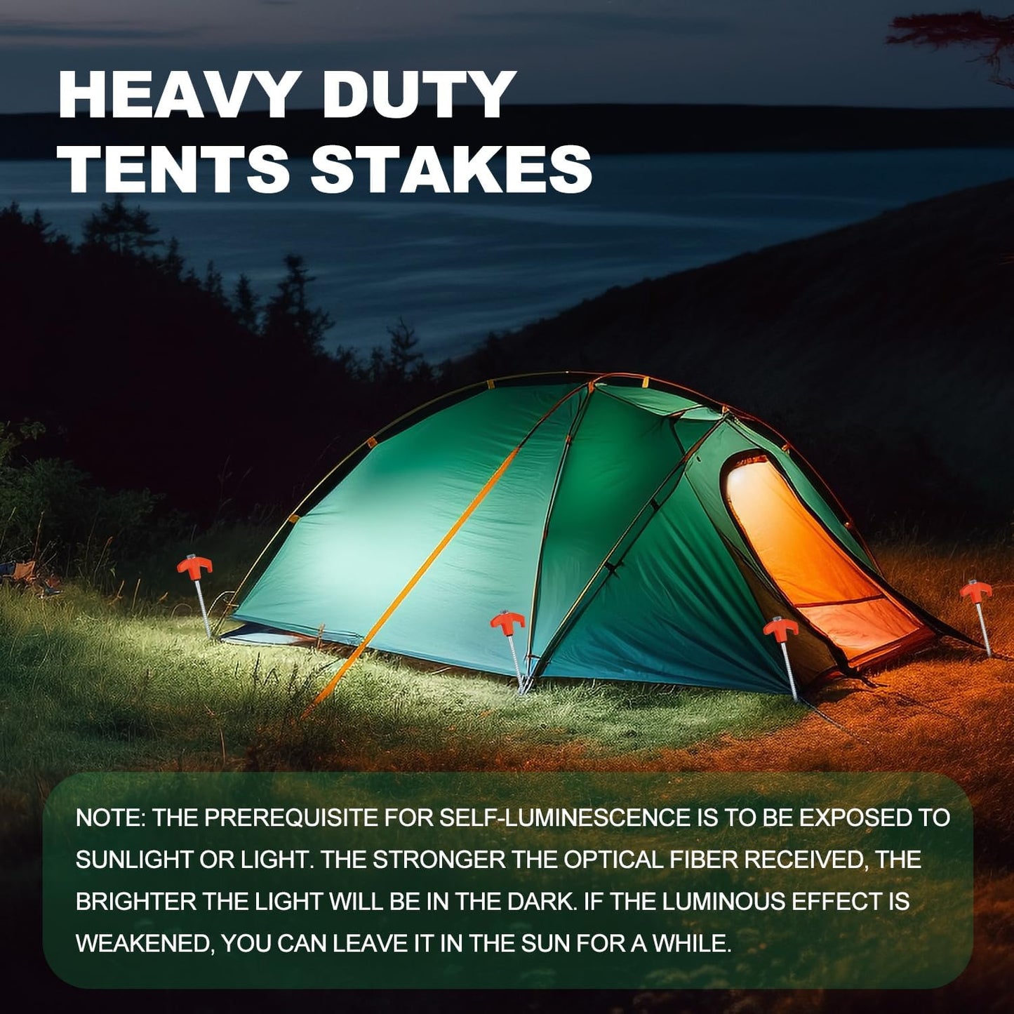 12 Pack Screw in Tent Stakes Heavy Duty,8 ’’ Ground Anchors Screw in,Metal Stakes with Hex Head Driver and Sturdy Storage Box. (12, Orange)