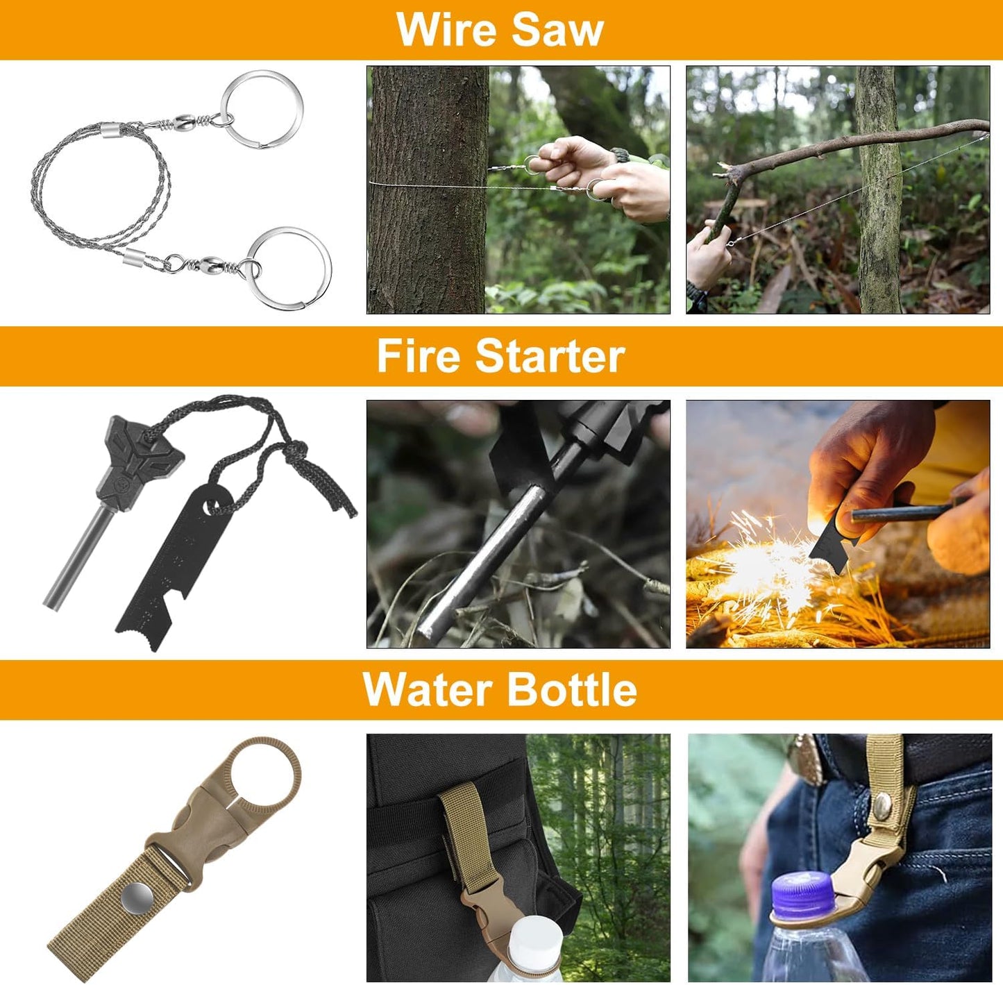 11-in-1 Emergency Survival Kit & Camping Multi-Tool for Camping, Hiking, Backpacking | Car Survival Gear, Earthquake Preparedness, Outdoor Essentials