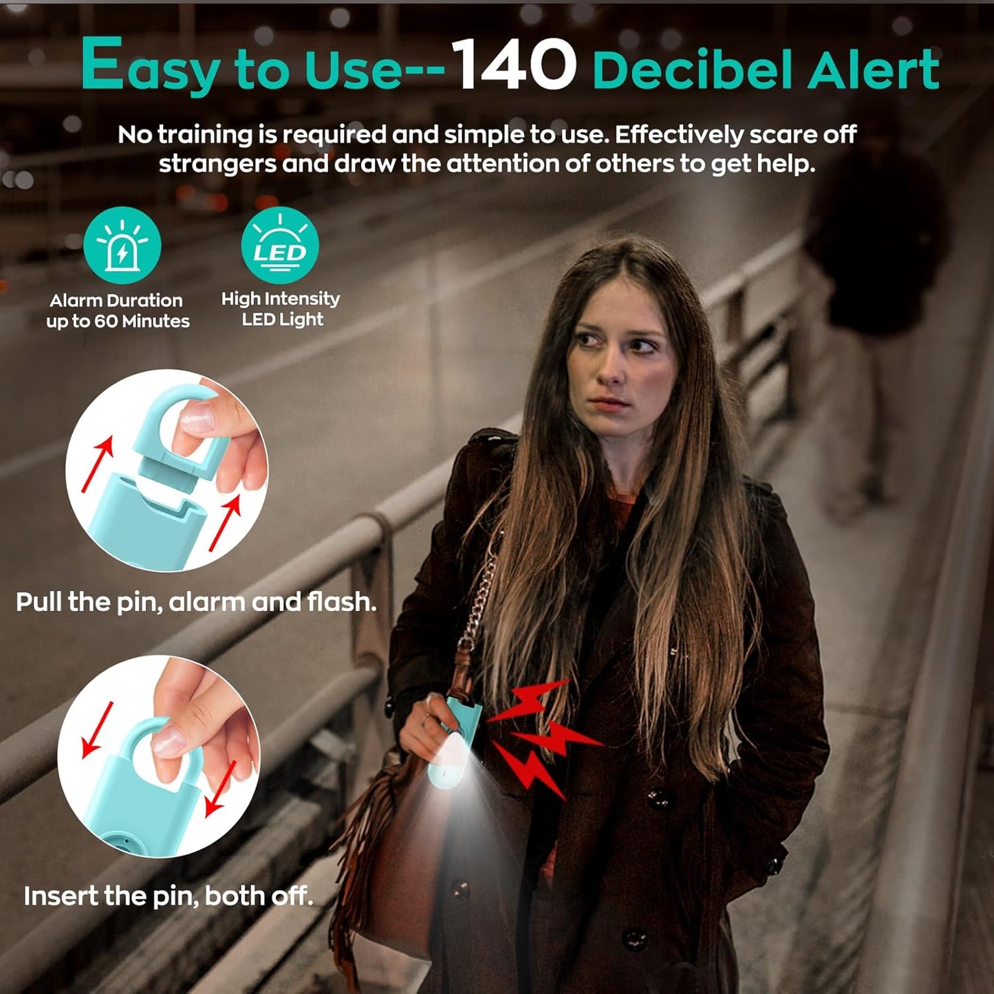 140dB Personal Safety Alarm for Women, 6 Pack Safe Alarm Protection Keychain with Strobe Light & Low Battery Notice, Security Siren Self Defense for Seniors College Girls, Blue+Green+Orange