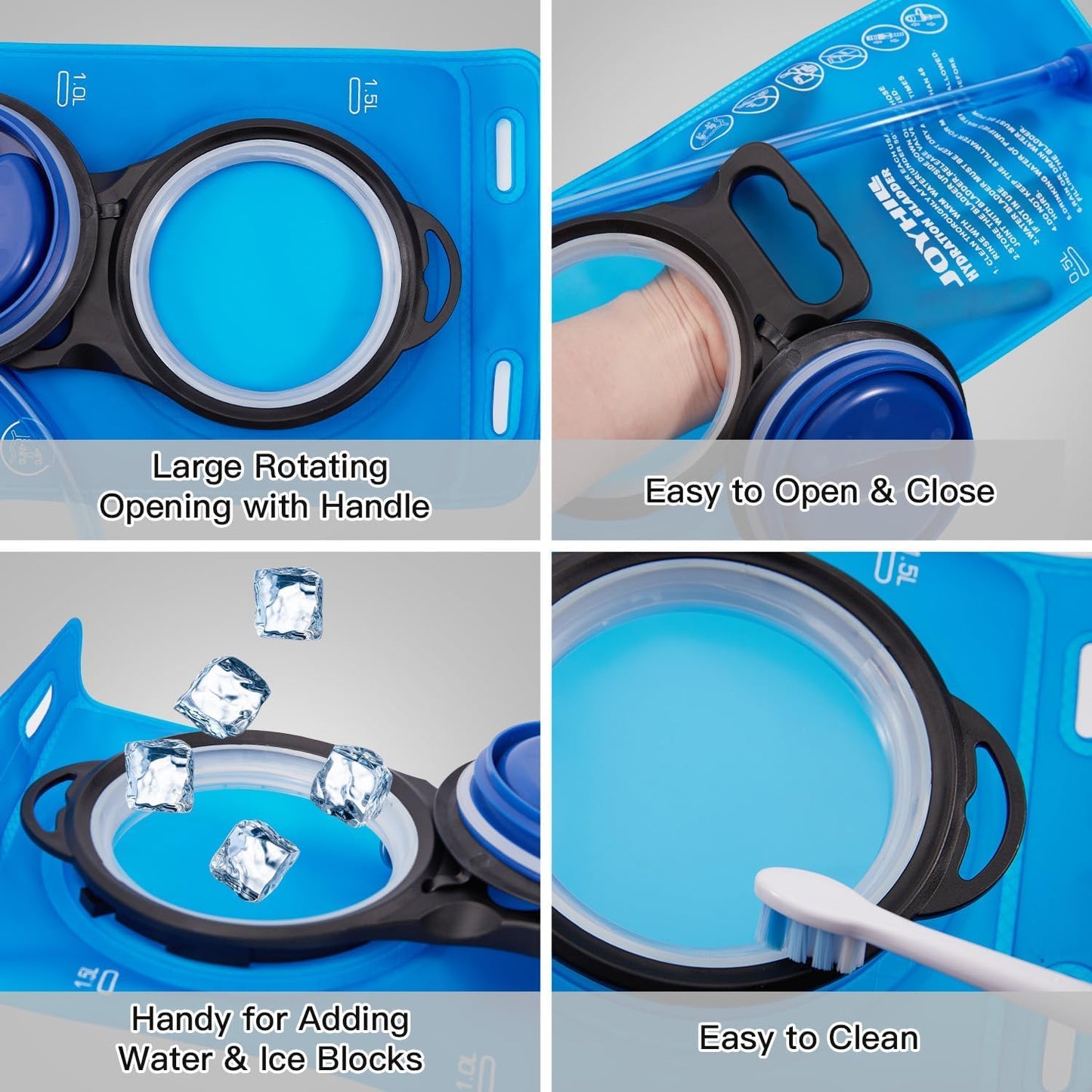 JOYHILL TPU Hydration Bladder,1.5L 2L 3L Water Bladder for Hiking Backpack BPA Free Leak Proof Hydration Pack