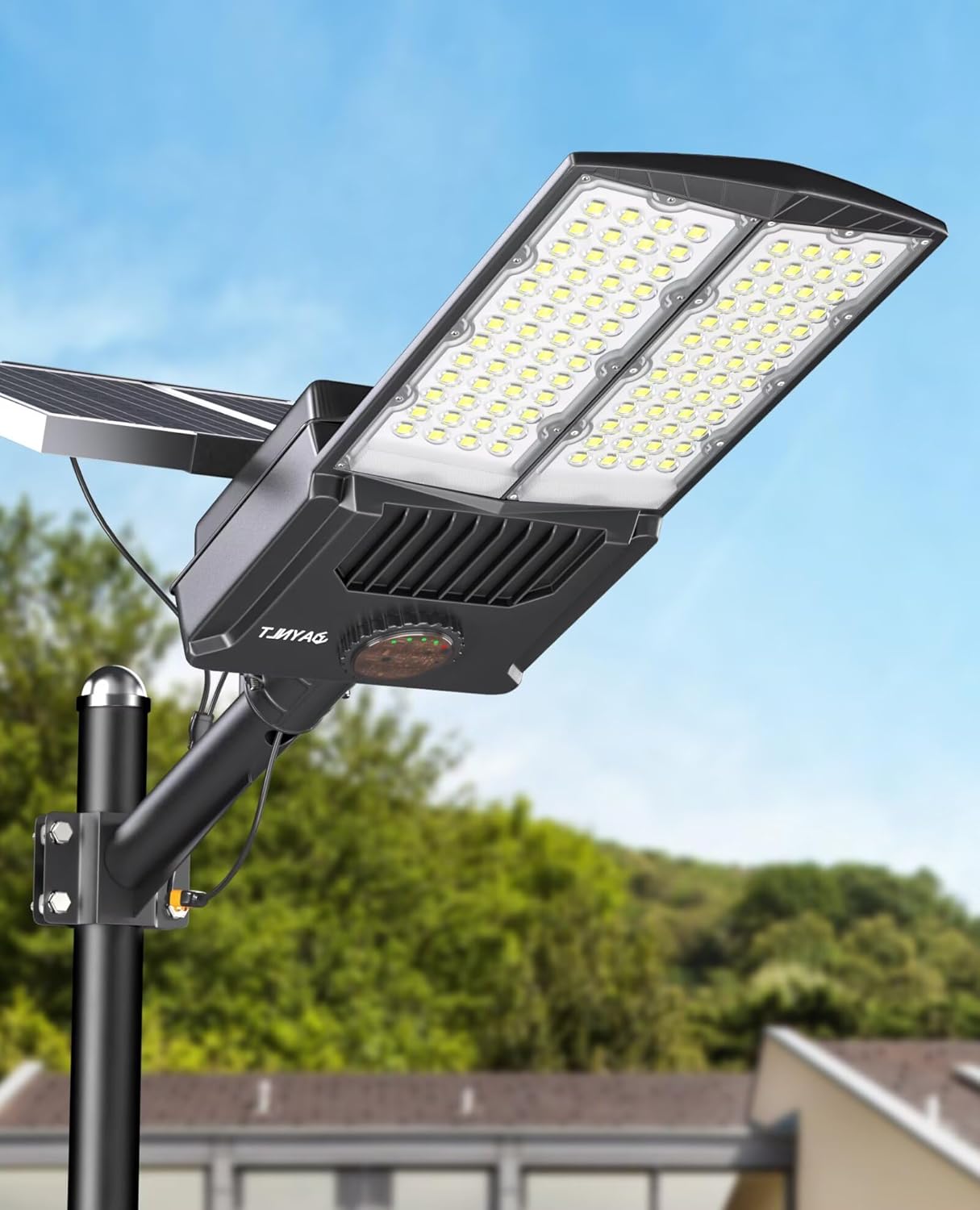 JAYNLT Y-10000W Solar Street Lights Outdoor,750000LM 6500K Bright Parking Lot Lights Commercial,Split Flood Lights Solar Powered,IP67 Waterproof Solar Security Lamps for Backyard,Driveway