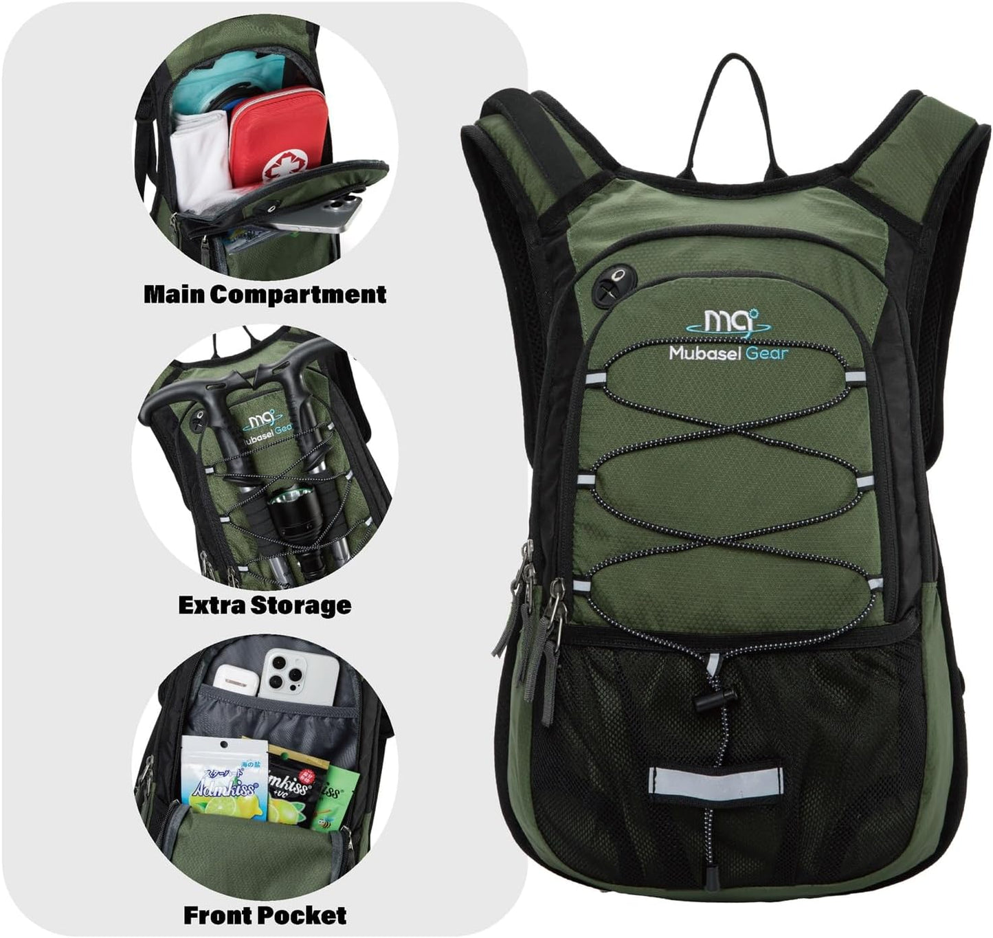 15L Insulated Hydration Backpack Pack with 2L Water Bladder Lightweight Hiking Backpack Bag for Women Men Daypack for Hiking Running Festival Camping Biking