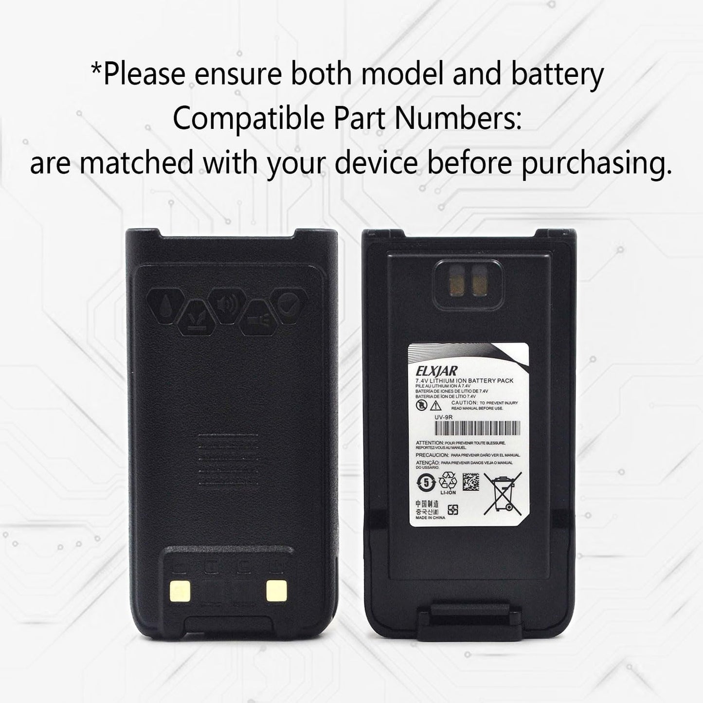 (2-Pack) 7.4V 2000mAh Li-ion Replacement Battery Compatible with Baofeng UV-9R UV-9R Plus Two Way Radio (UV-9R T56)