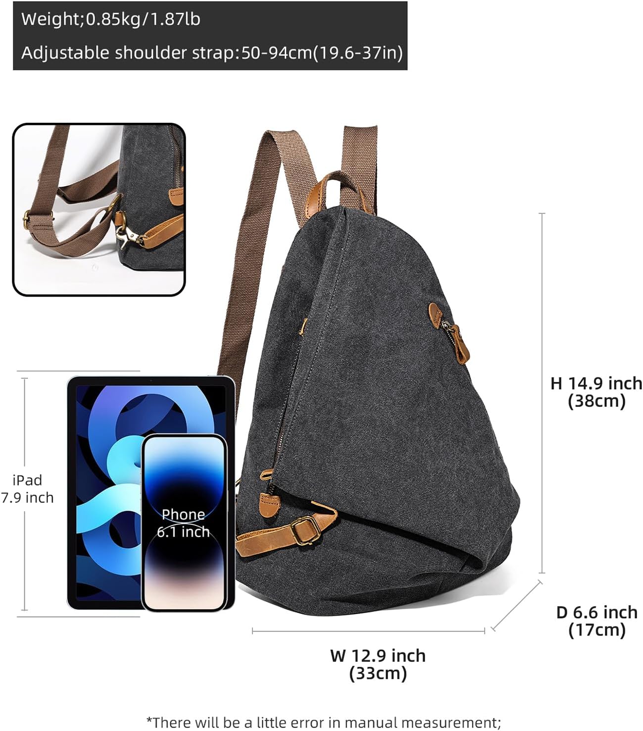 KL928 Canvas Vintage Backpack – Large Casual Daypack Outdoor Travel Rucksack Hiking Backpacks for Men Women