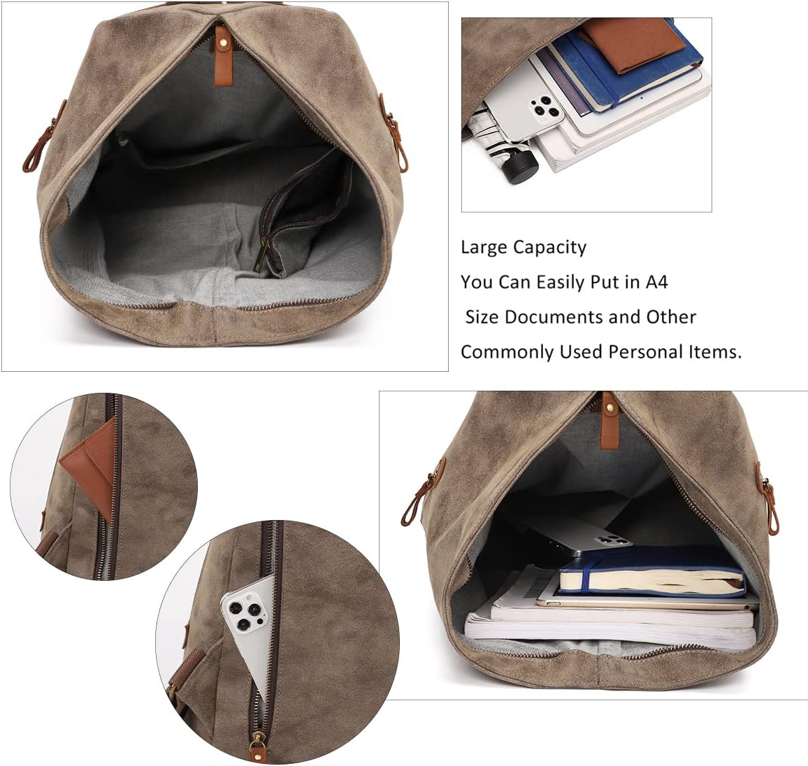 KL928 PU Leather Vintage Backpack – Large Casual Daypack Outdoor Travel Rucksack Hiking Backpacks for Men Women