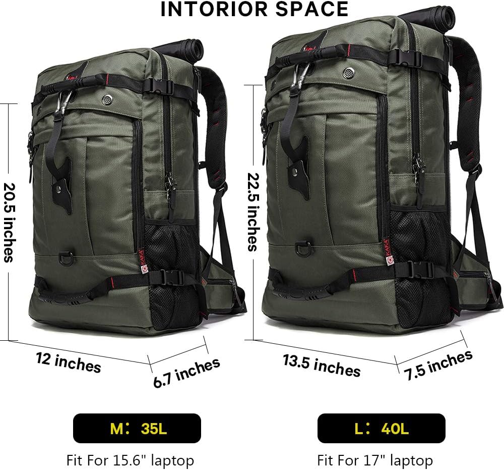 KAKA Travel Backpack, Carry On Backpack Durable Convertible Duffle Bag Fit for 15.6 Inch Laptop for Men and Women(Medium 35L)