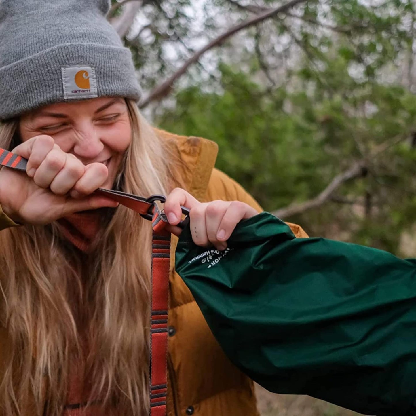 KAMMOK Mantis Hammock, All Seasons, Mosquito Net, Storage Bag, Camping, Outdoor Activities - Pine Green