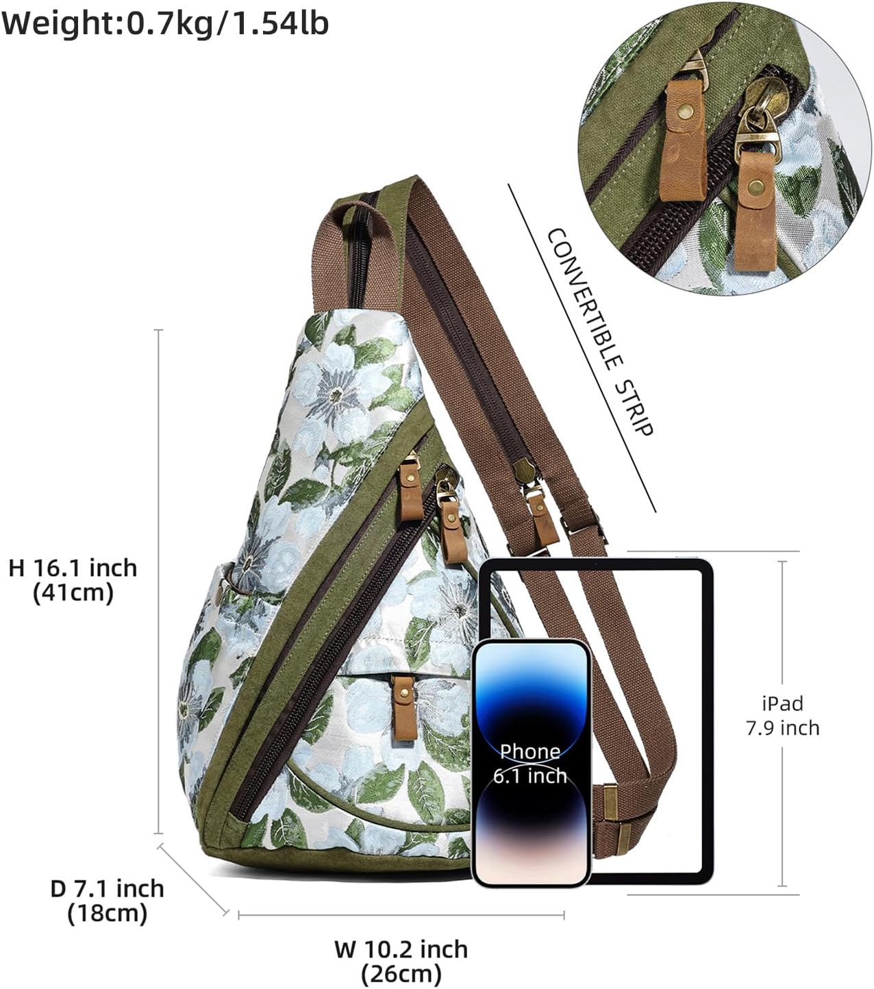 KL928 Canvas Sling Bag - Small Crossbody Backpack Shoulder Casual Daypack Rucksack for Men Women(Large Version)