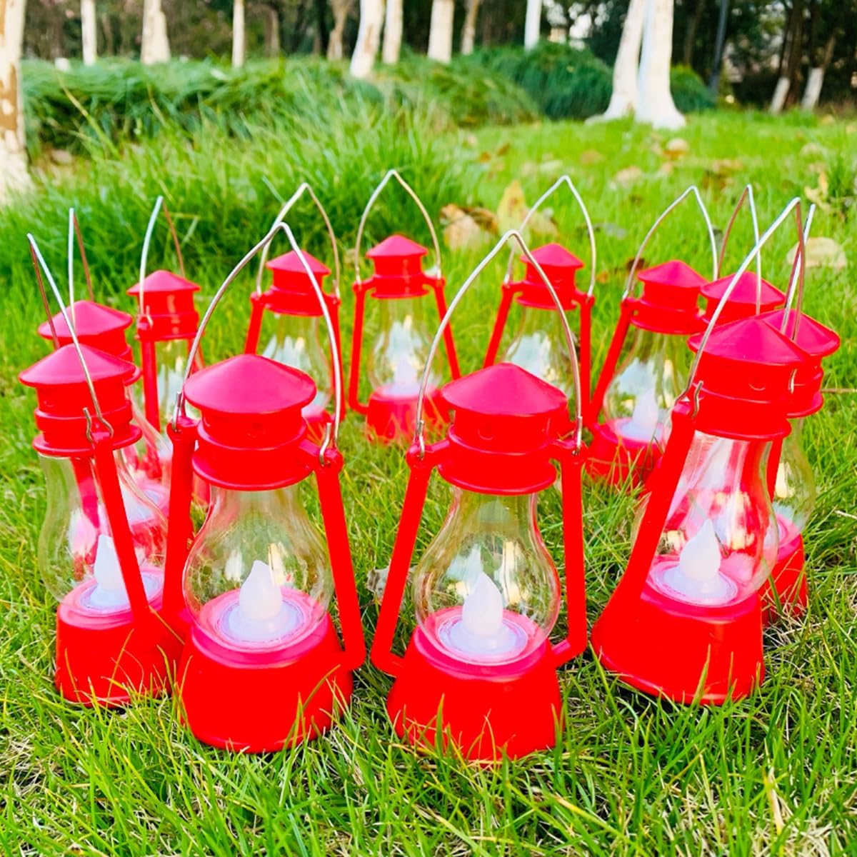 12 Pack Mini Lantern for Little Cowboy Centerpieces Tables Ideas Western Party Favor Decorations Wedding Decor Camping with 4inch Flickering LED Candle, Vintage Table Toppers Decorative