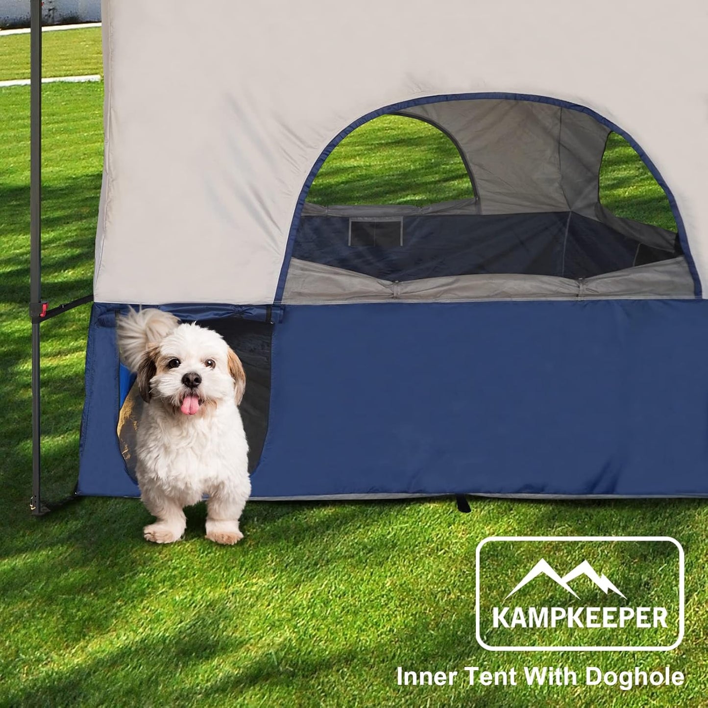 KAMPKEEPER Camping Inner Tent, Converts 10'x10' Straight Leg Pop Up Canopy into Camping Tent, with 1 Dog Hole–Fully Vented Roof(Canopy & Frame NOT Included), Navy Blue