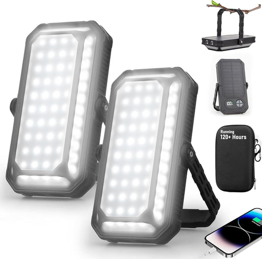 10000mAh Rechargeable LED Camping Lantern with LCD Display, 12 Light Modes, Dimmable & Waterproof, 120+ Hours Portable Light for Emergency, Power Outages, Outdoor Camping, Tent, 2 Packs