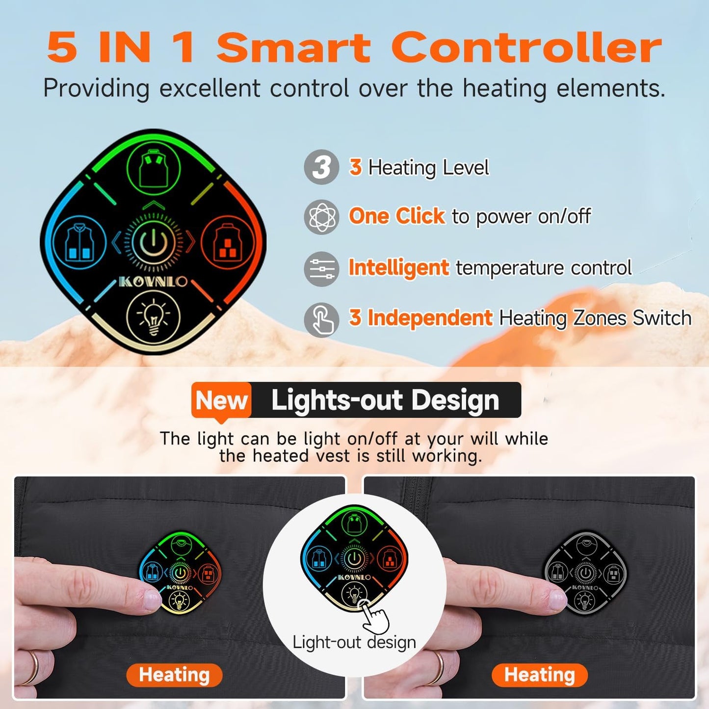 KOVNLO Heated Vest for Men with Battery Pack Included, Soft Fleece Smart Electric Lightweight Heated Jacket