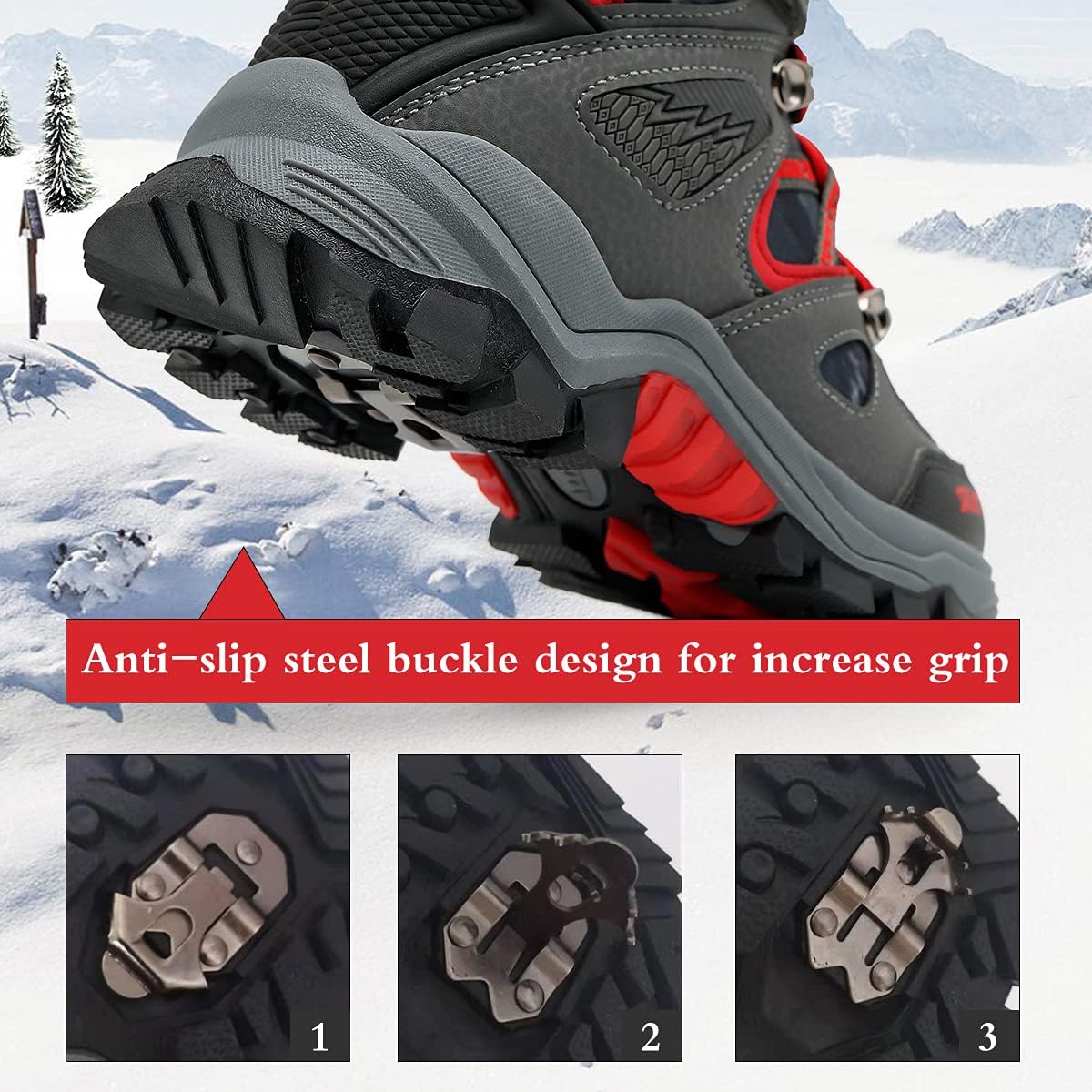 JMFCHI Kids Hiking Boots Boys Girls Outdoor Walking Climbing Sneaker Comfortable Non-slip Snow Shoes Hiker Boot Antiskid Steel Buckle Sole