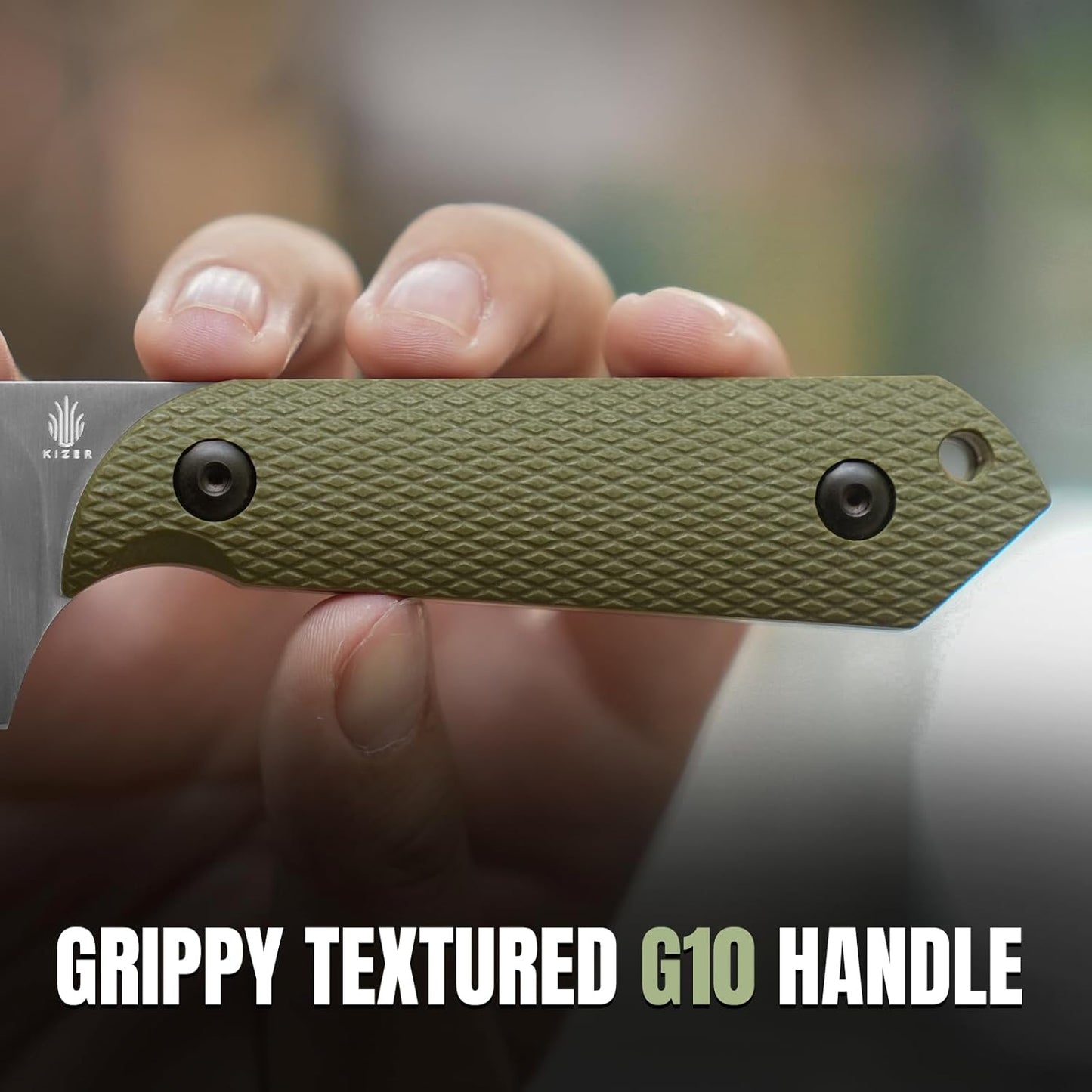 Kizer Harpoon Fixed Blade Knife with Sheath, 3.84” D2 Fixed Blade EDC Knife with G10 Handle for Hunting, Camping, Hiking, Survival 1040M1