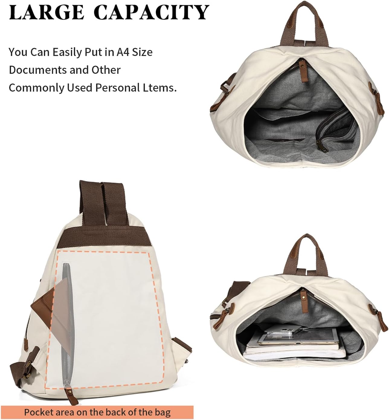 KL928 Canvas Vintage Backpack – Large Casual Daypack Outdoor Travel Rucksack Hiking Backpacks for Men Women