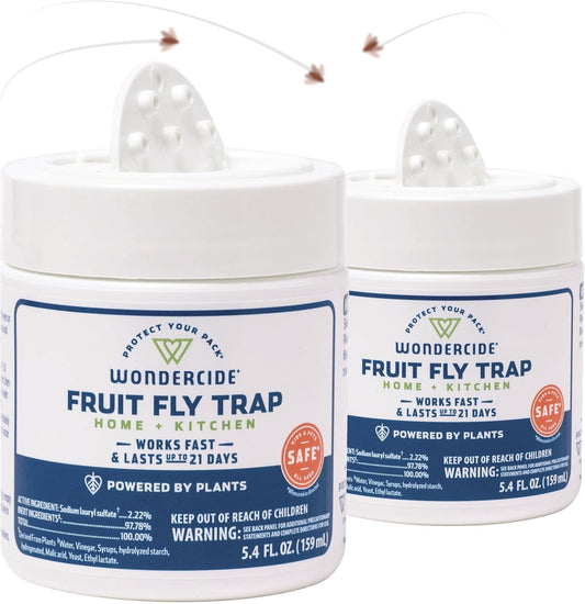 Wondercide - Fruit Fly Traps for Indoors - Fruit Fly Killer - Pet and People Safe - Made in USA & Plant Based - 5.4 oz - 2 Pack