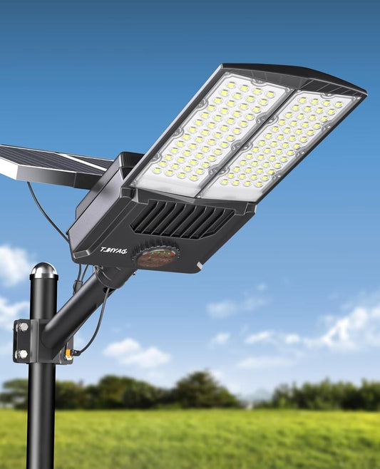 JAYNLT Y-8000W Solar Street Lights Outdoor,550000LM 6500K Bright Parking Lot Light Commercial,Split Flood Lights Solar Powered,IP67 Waterproof Solar Security Lamps for Pathway,Gate