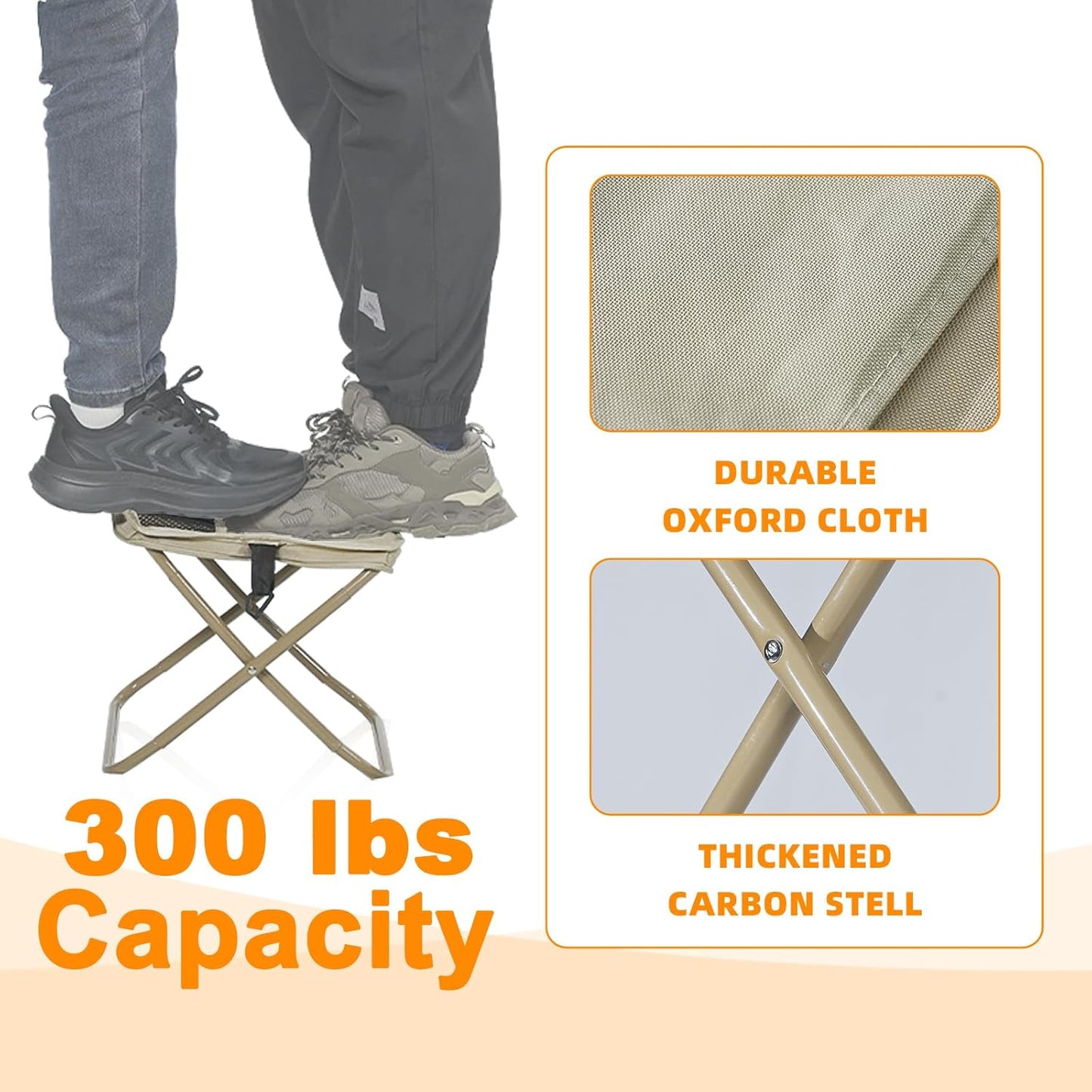 12 Inch Folding Stool & Crossbody Bag for Outdoor - Lightweight Collapsible Stool Purse Chair with 2 Pockets Small Portable Chair Camping Stools Hiking Fishing Beach Backpacking Gardening BBQ Picnics