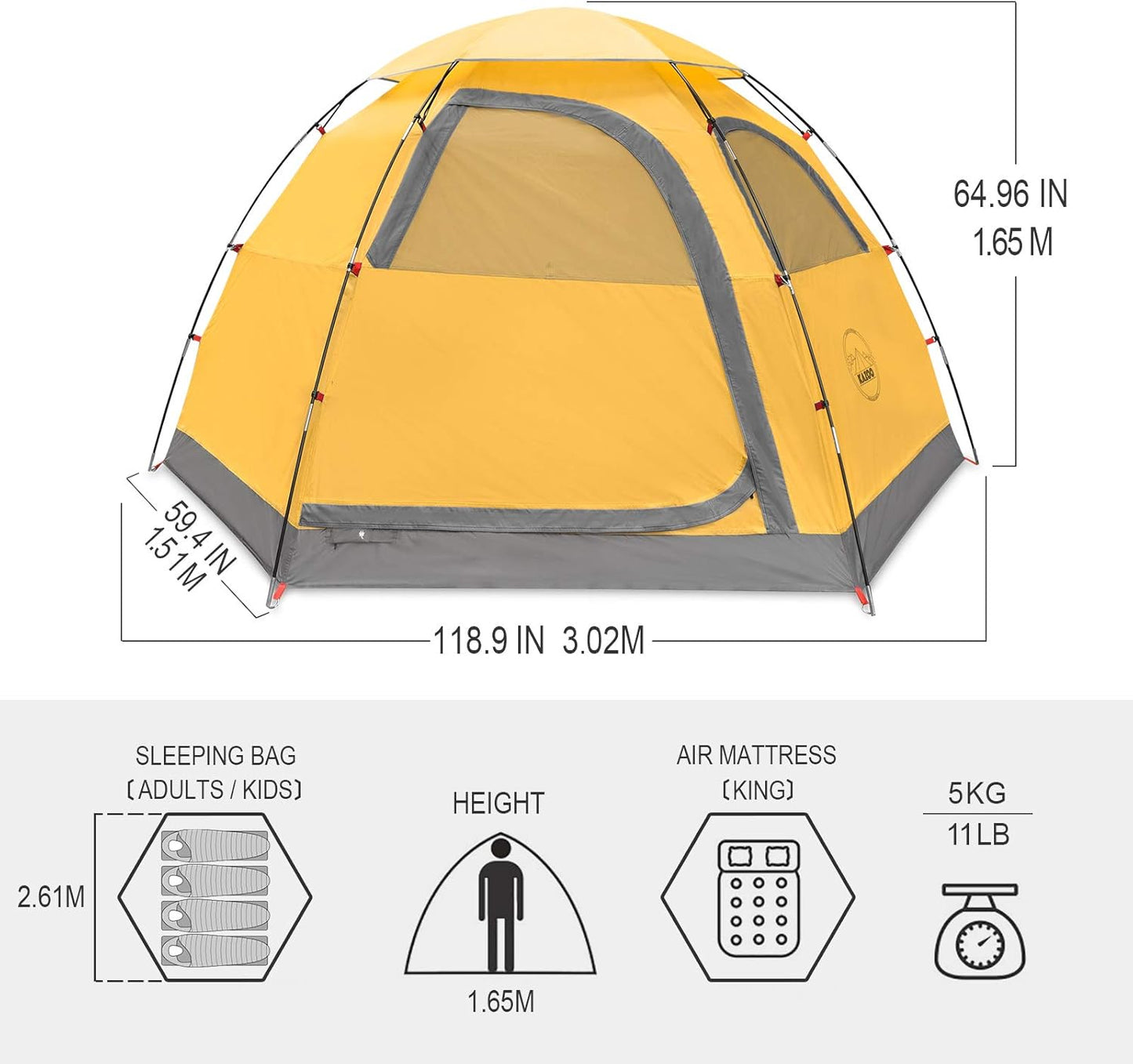 KAZOO Outdoor Camping Tent 2/4 Person Waterproof Camping Tents Easy Setup Two/Four Man Tent Sun Shade 2/3/4 People