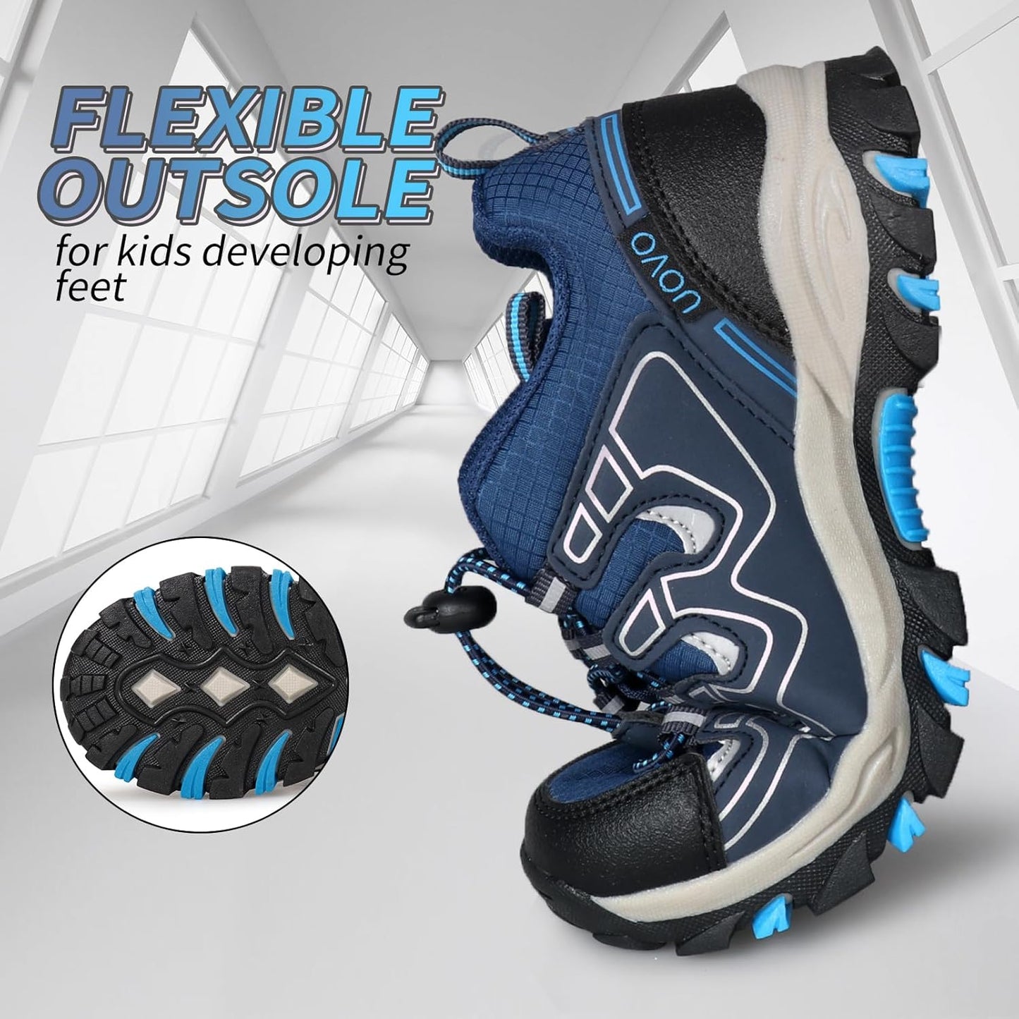 Kids Boys Running Shoes Waterproof Non-Slip Breathable Low-Top Outdoor Hiking Walking Sneakers (Little/Big Kids)