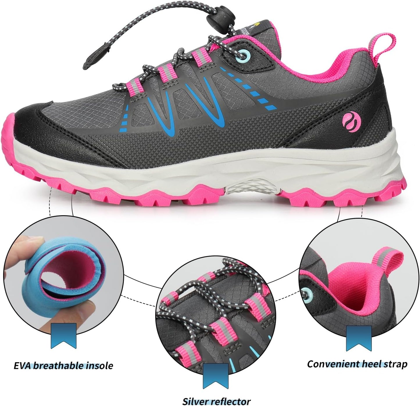 Kids Boys Girls Running Shoes Waterproof Non-Slip Breathable Low-Top Outdoor Hiking Walking Sneakers (Little/Big Kids)